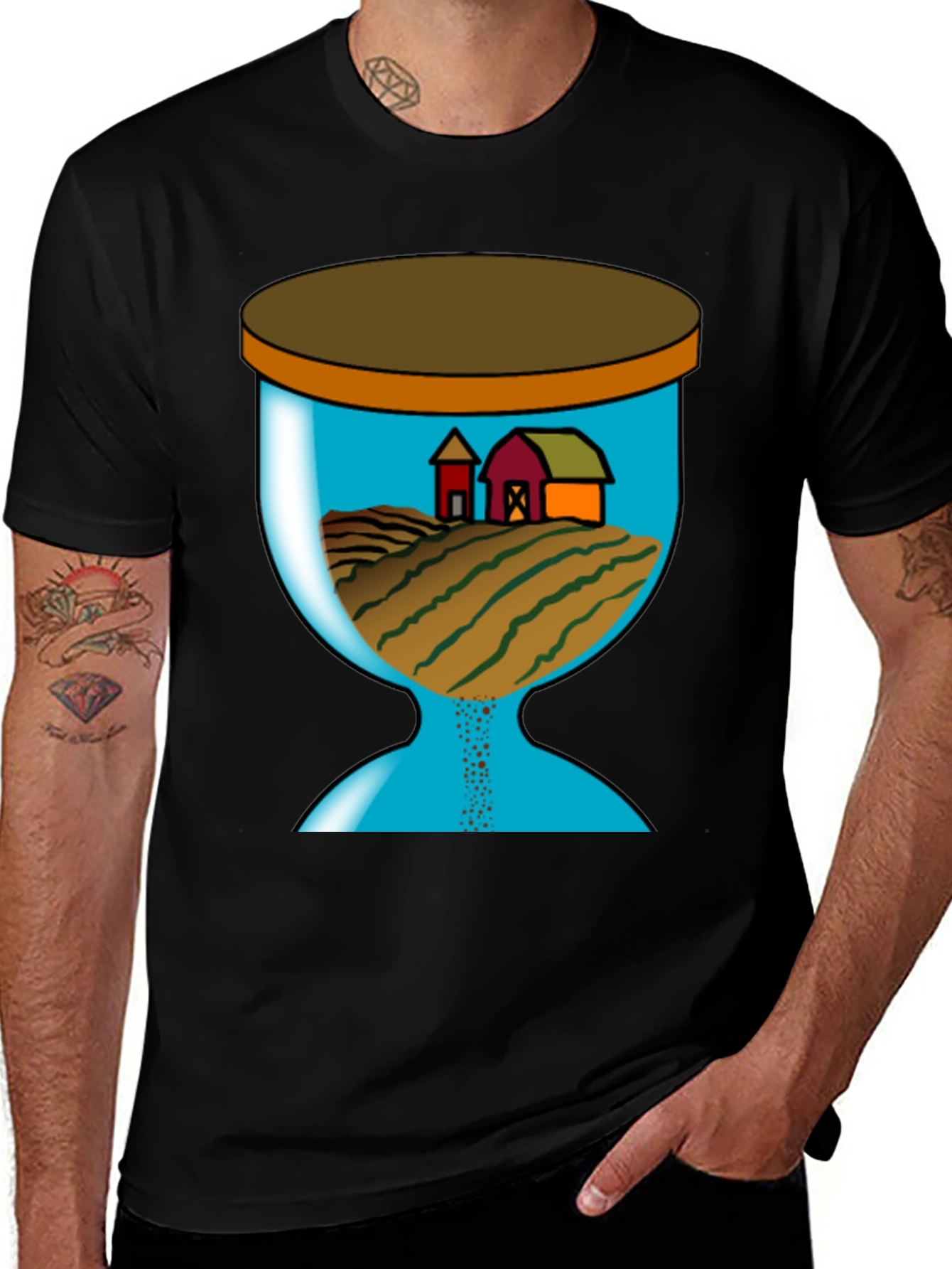 Farm Scene Hourglass Graphic T-Shirt