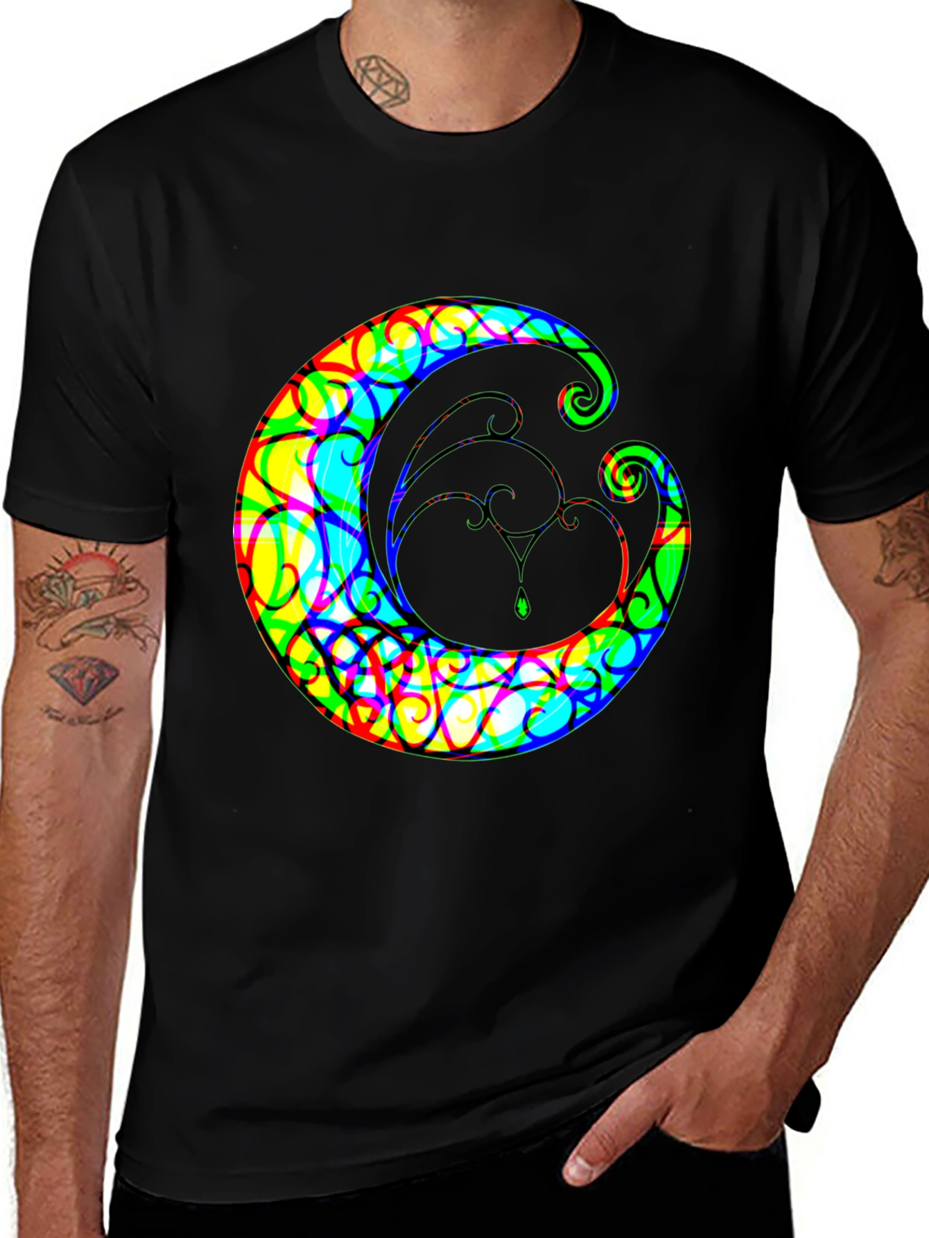 Variant 21 of Psychedelic Moon Graphic T-Shirt