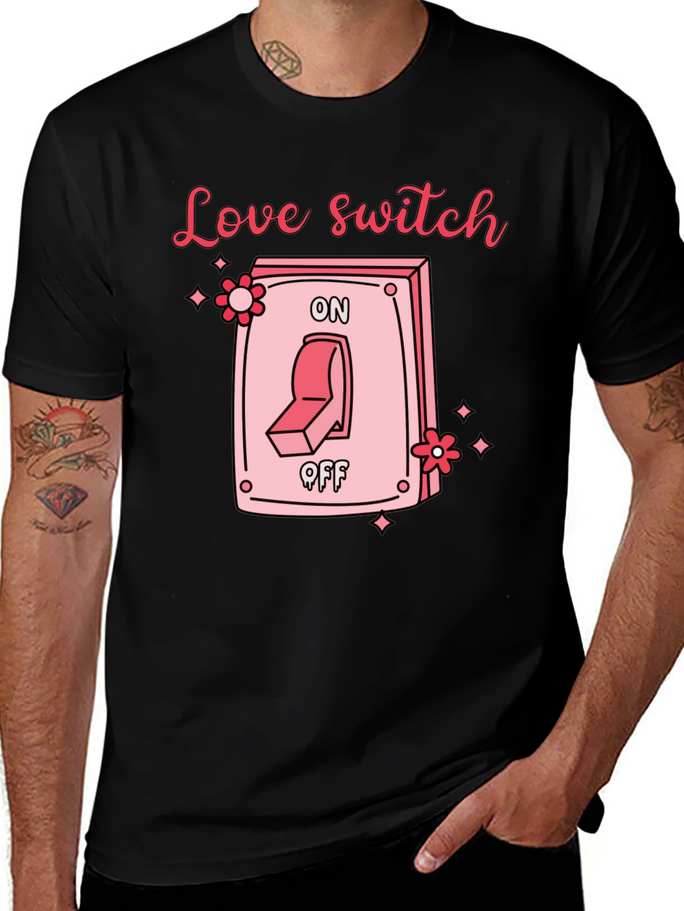 Variant 8 of Love Switch Graphic Tee - Black
