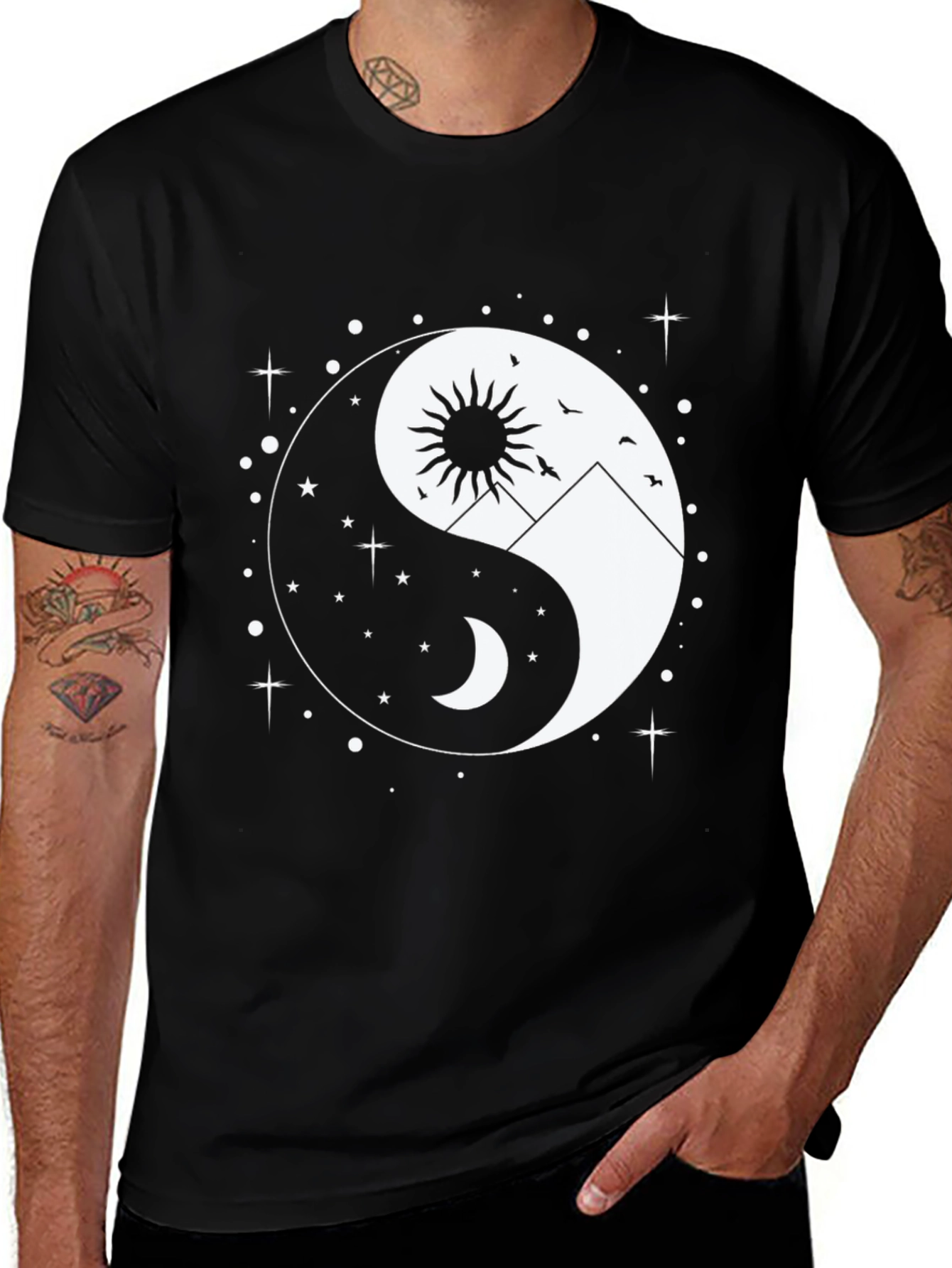 Variant 10 of Yin Yang Celestial Graphic Tee - Black