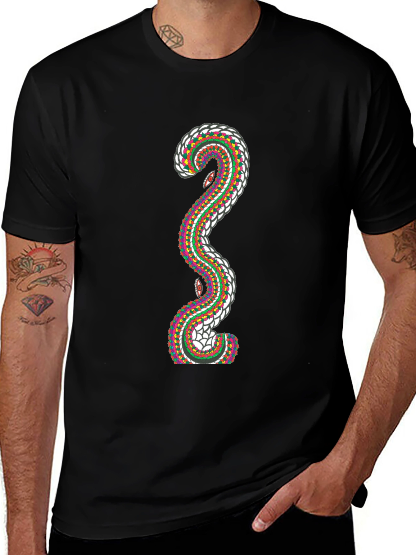 Variant 11 of Abstract Snake Graphic T-Shirt - Stylish Men's Tee