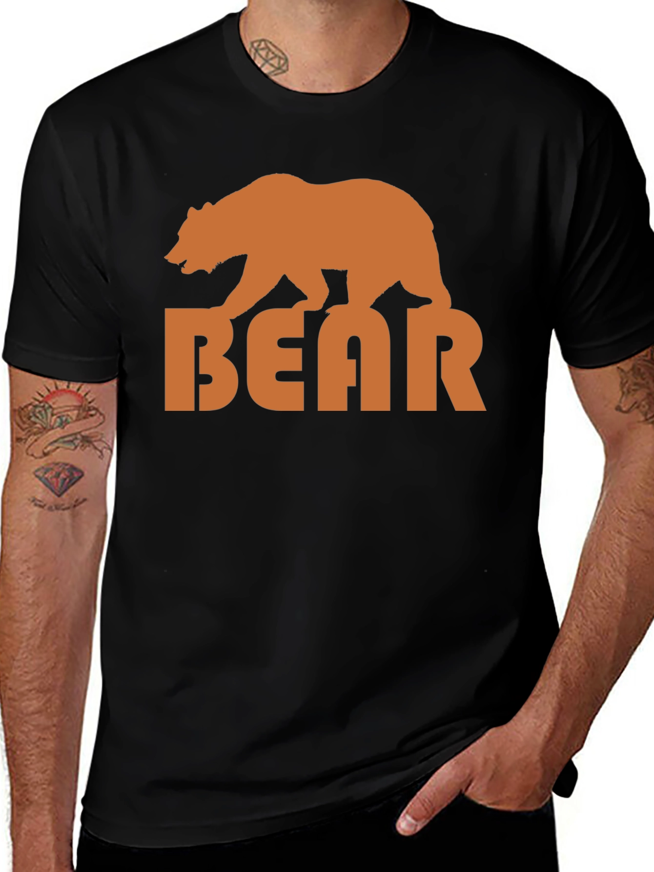 Variant 23 of Bear Graphic Tee - Men's Black T-Shirt