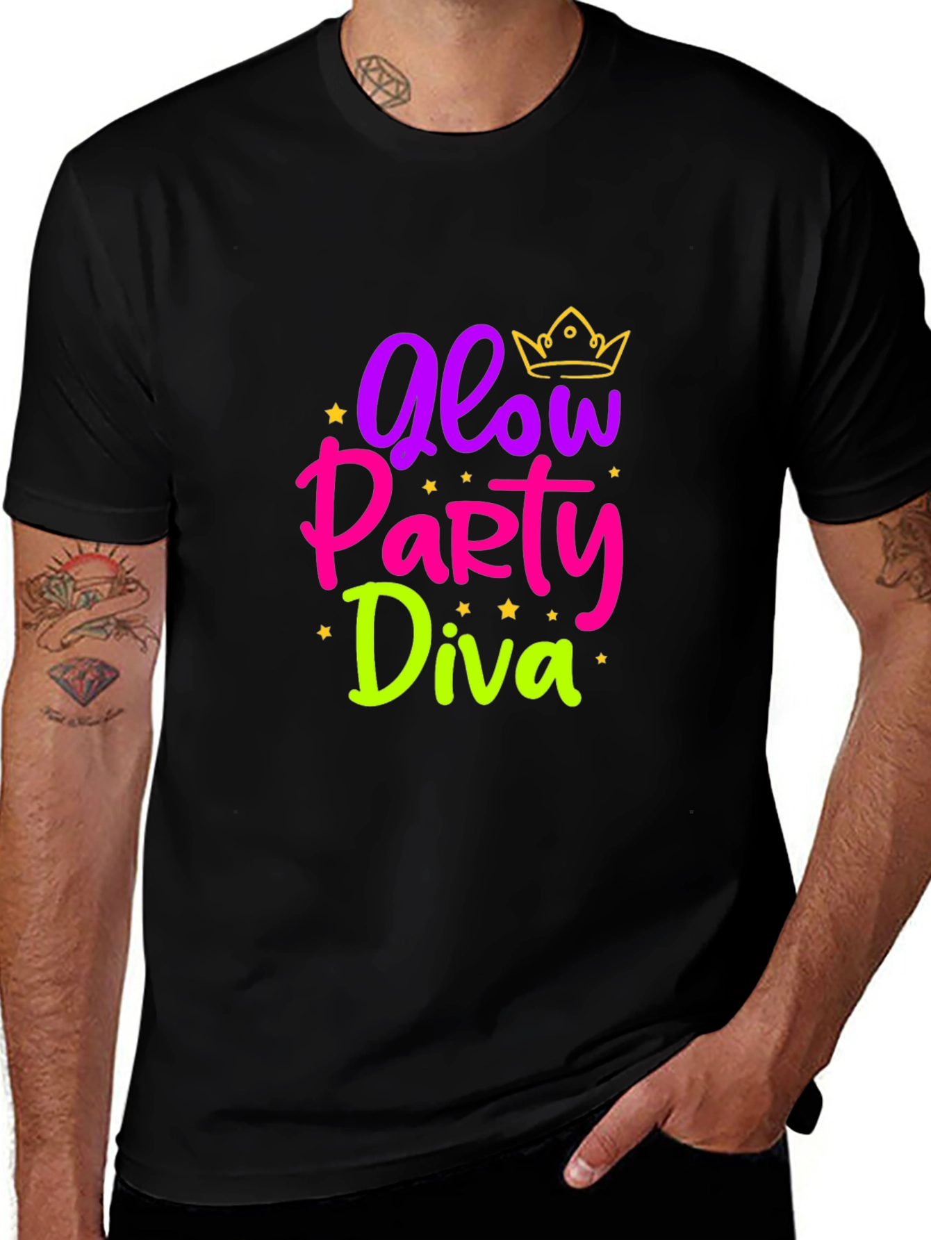 Variant 7 of Glow Party Diva Black T-Shirt