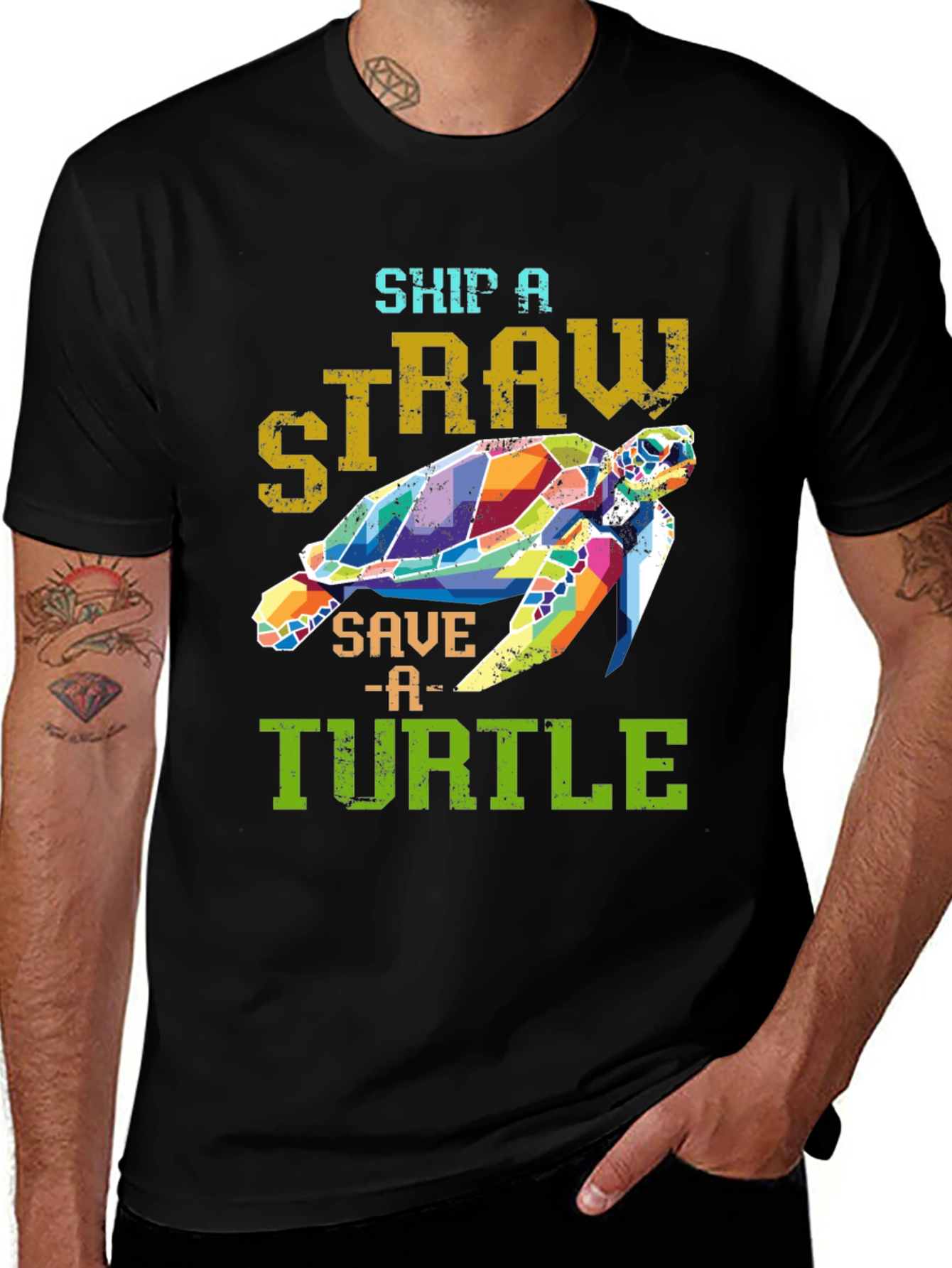 Ship a Straw, Save a Turtle Black T-Shirt