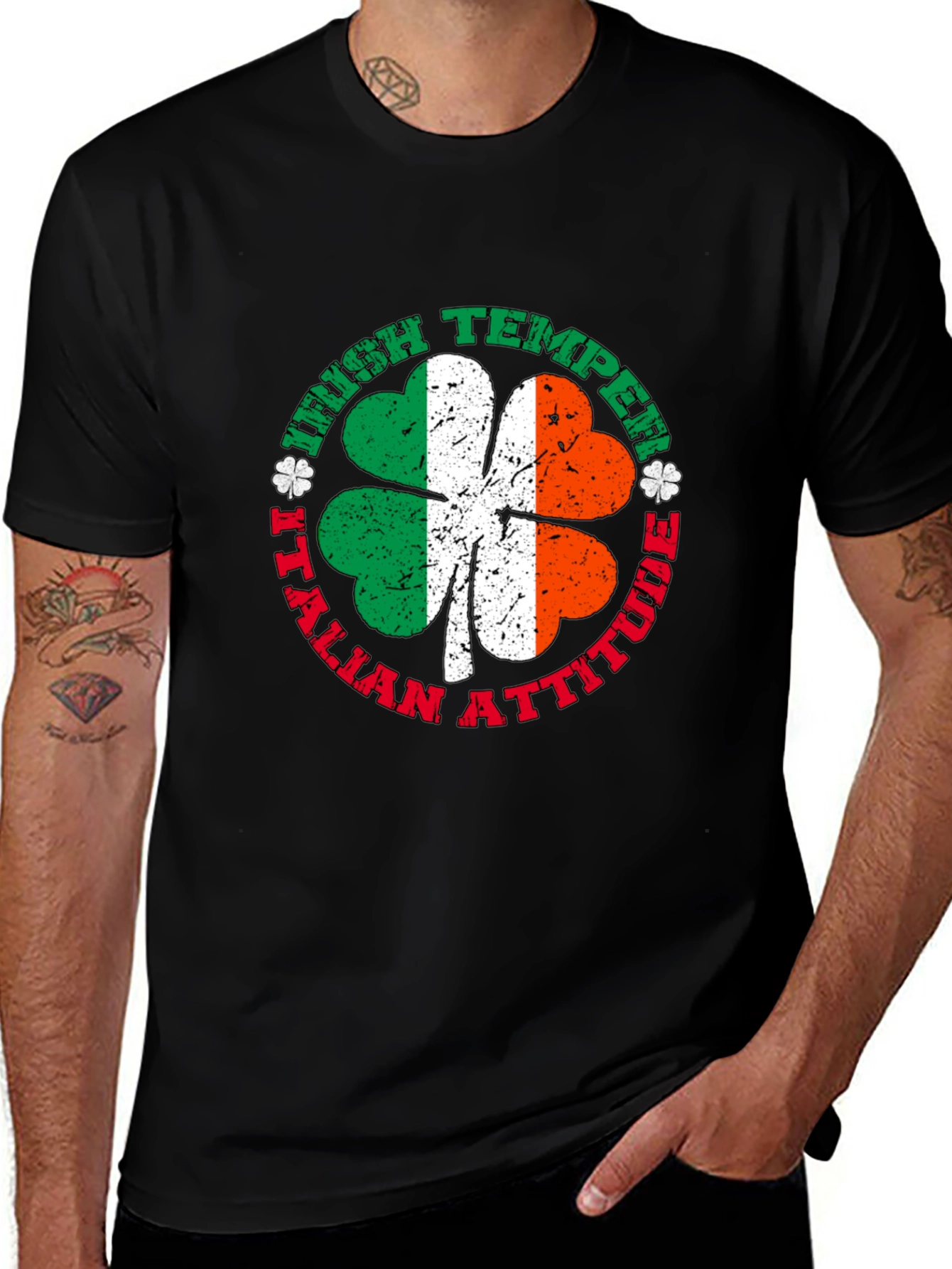 Irish Temper Italian Attitude Shamrock T-Shirt