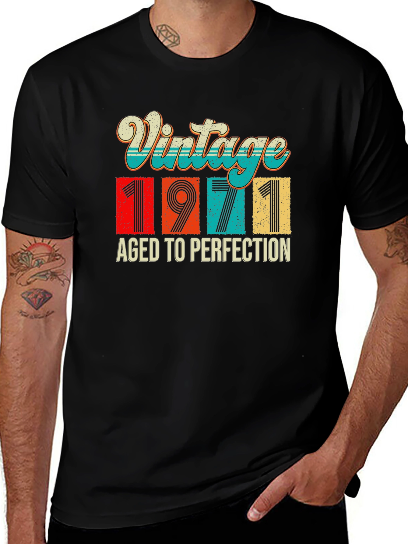 Variant 18 of Vintage 1971 Aged to Perfection Black T-Shirt