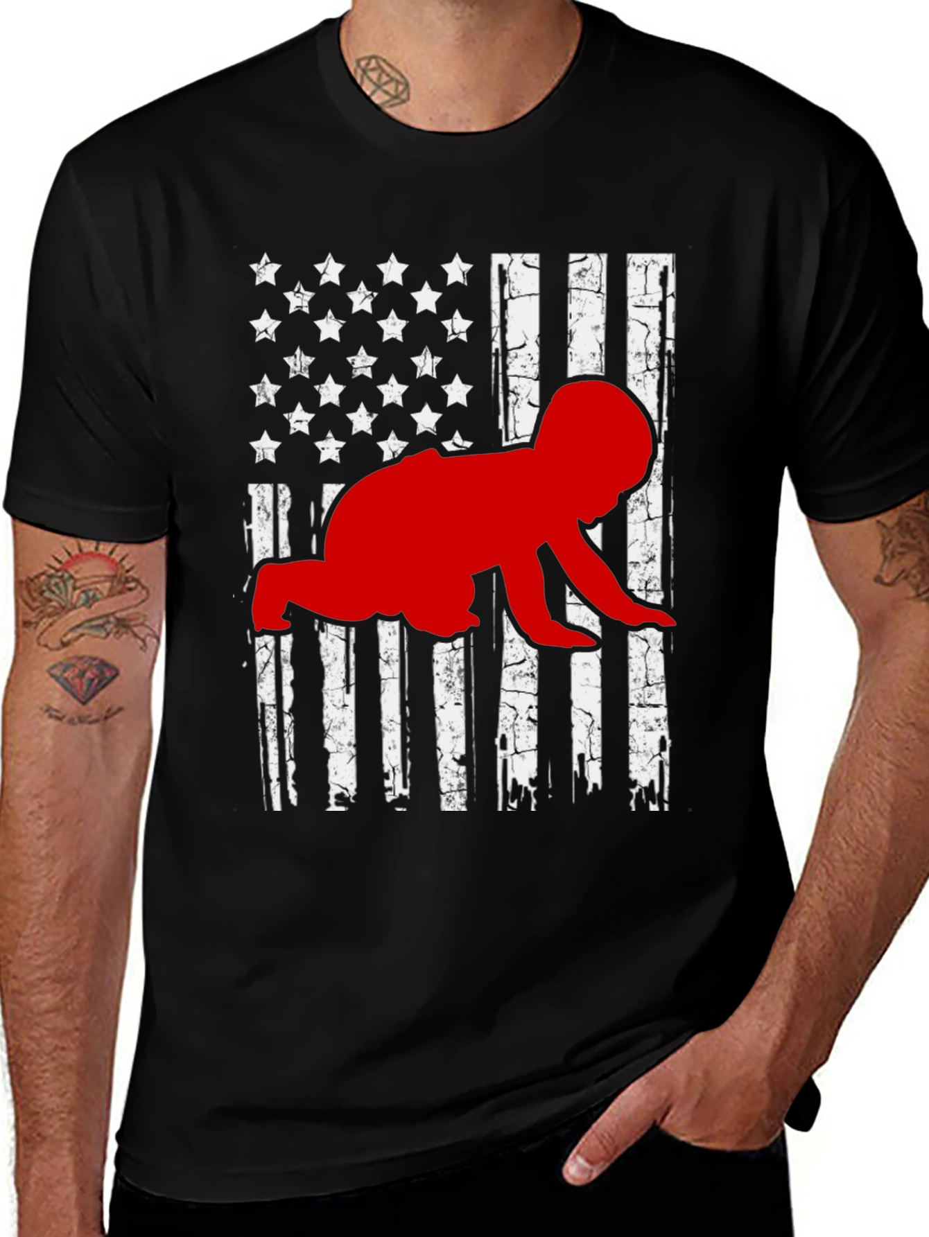 Variant 11 of Crawling Baby USA Flag T-Shirt