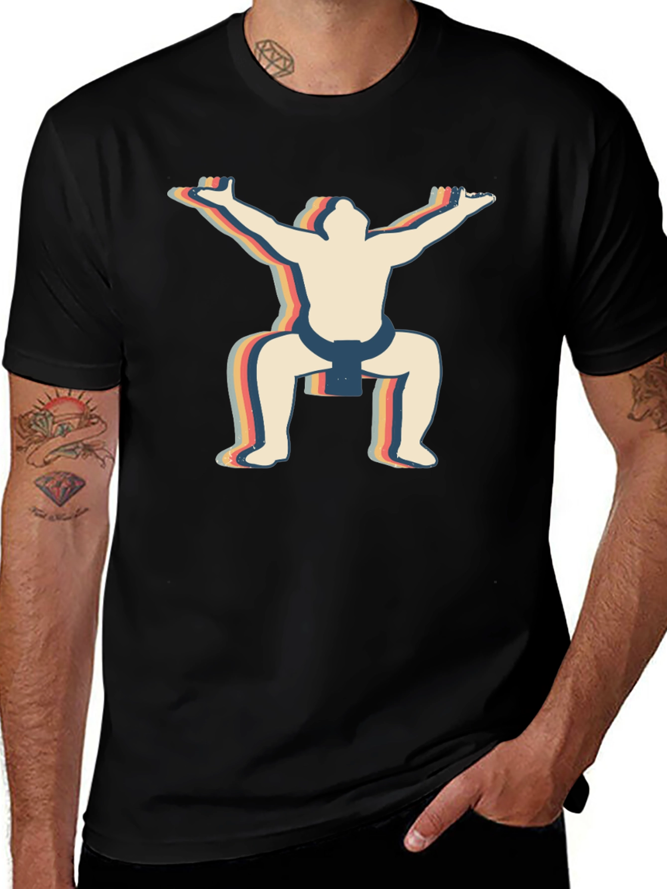 Variant 8 of Retro Sumo Wrestler Graphic T-Shirt