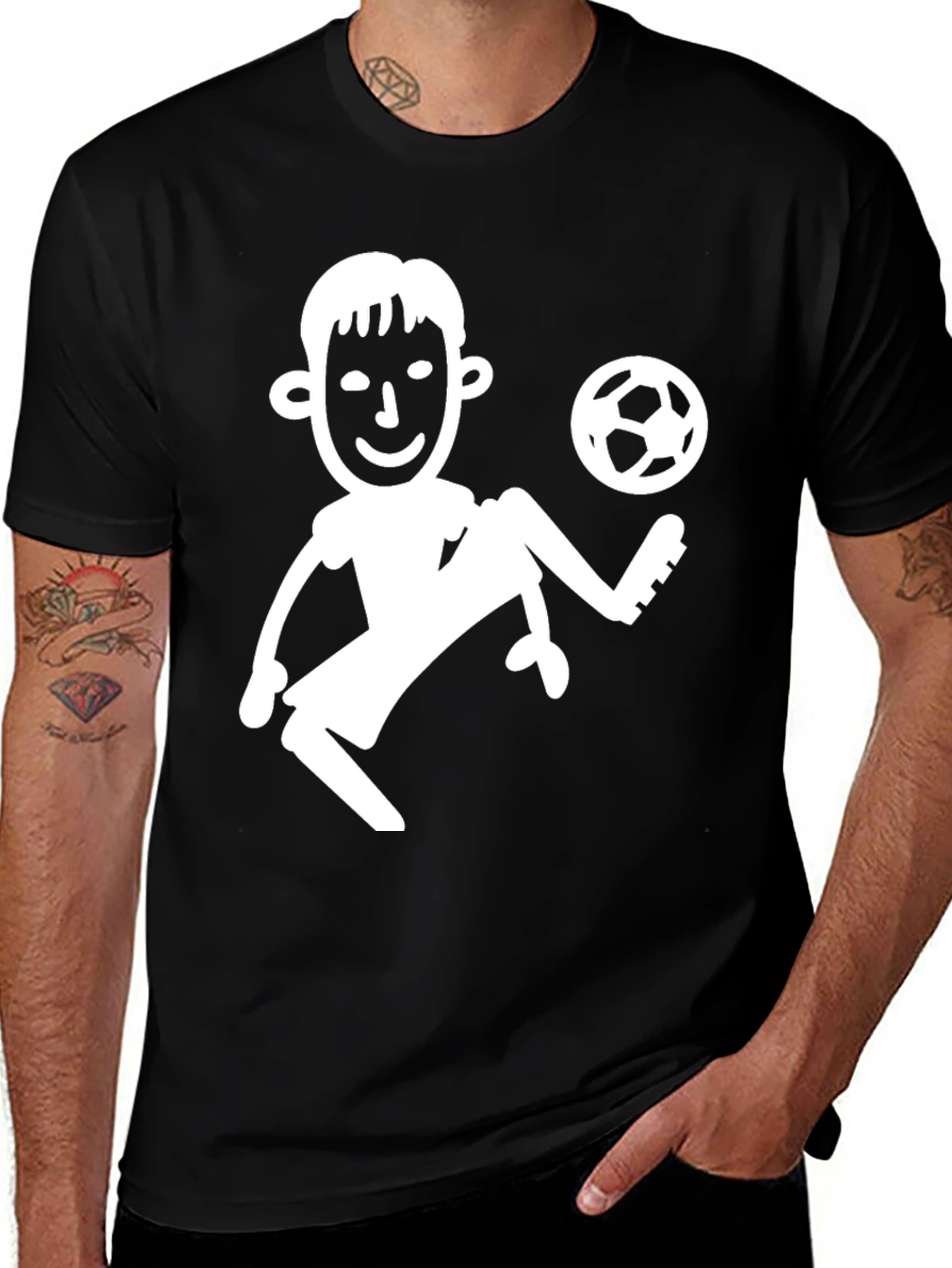 Variant 22 of Soccer Player Graphic Tee - Black Cotton T-Shirt