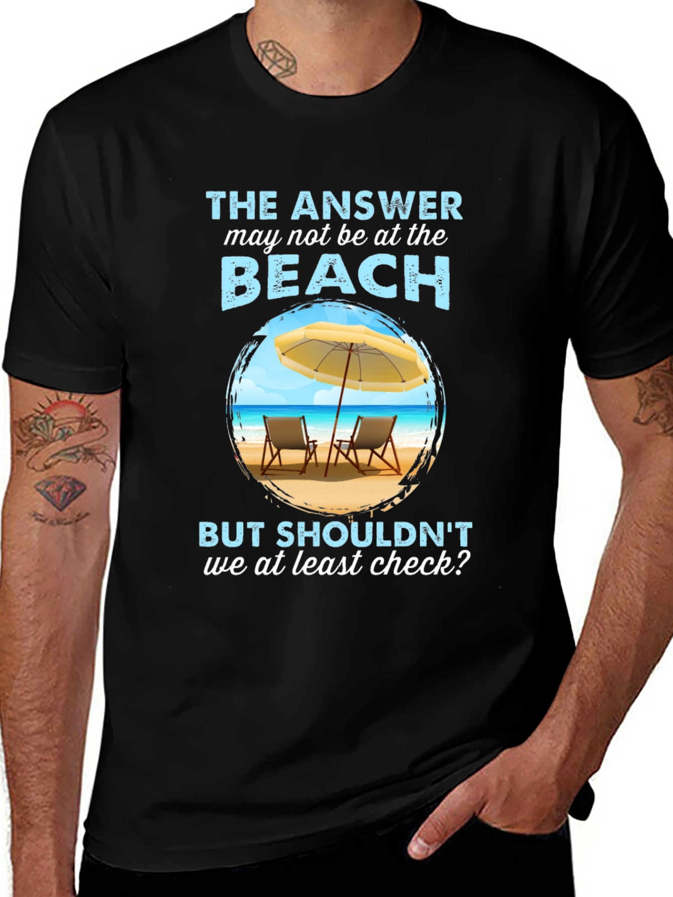 Variant 14 of Beach Answer Graphic T-Shirt - Vacation Ready!