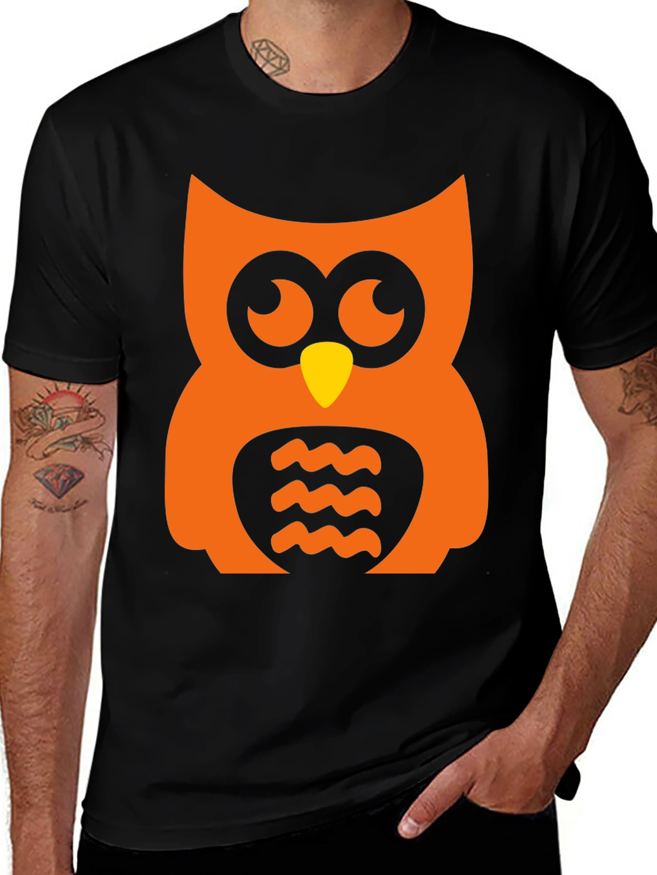 Variant 11 of Orange Owl Graphic Tee - Halloween Style