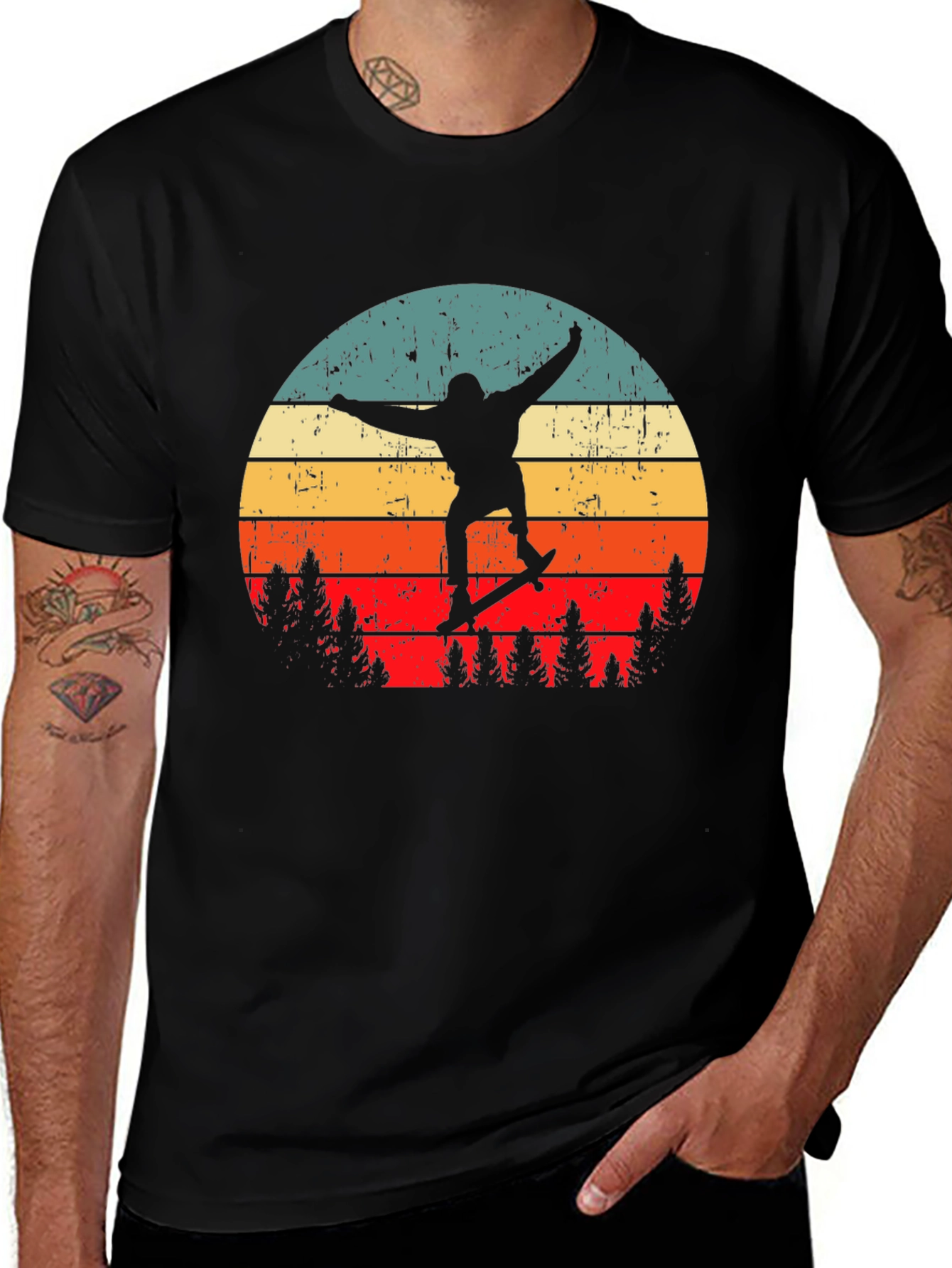 Variant 11 of Retro Skateboard Sunset Graphic T-Shirt