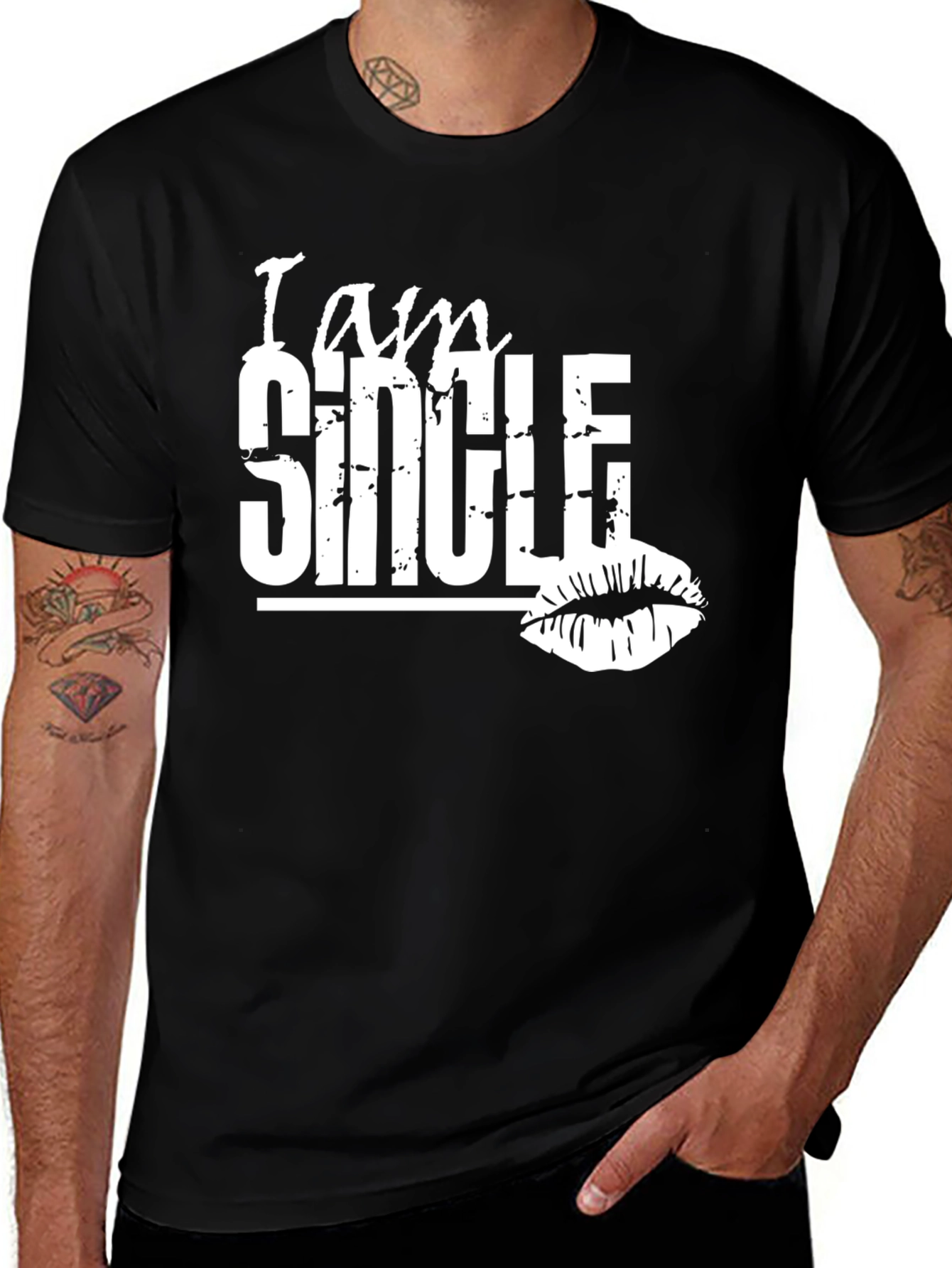 Variant 17 of I am Single Kiss Lips Graphic Tee