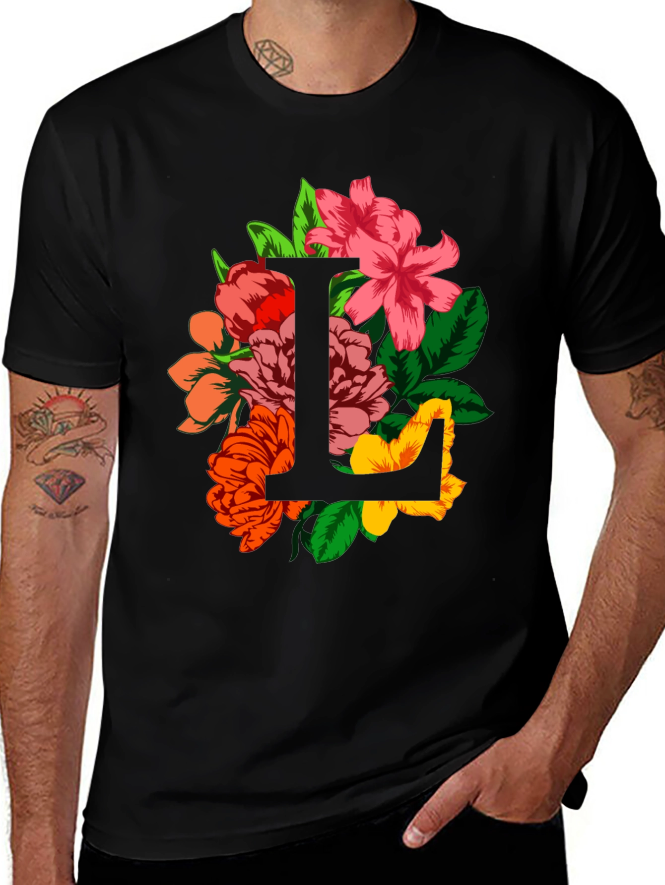 Variant 14 of Floral Letter L Graphic T-Shirt