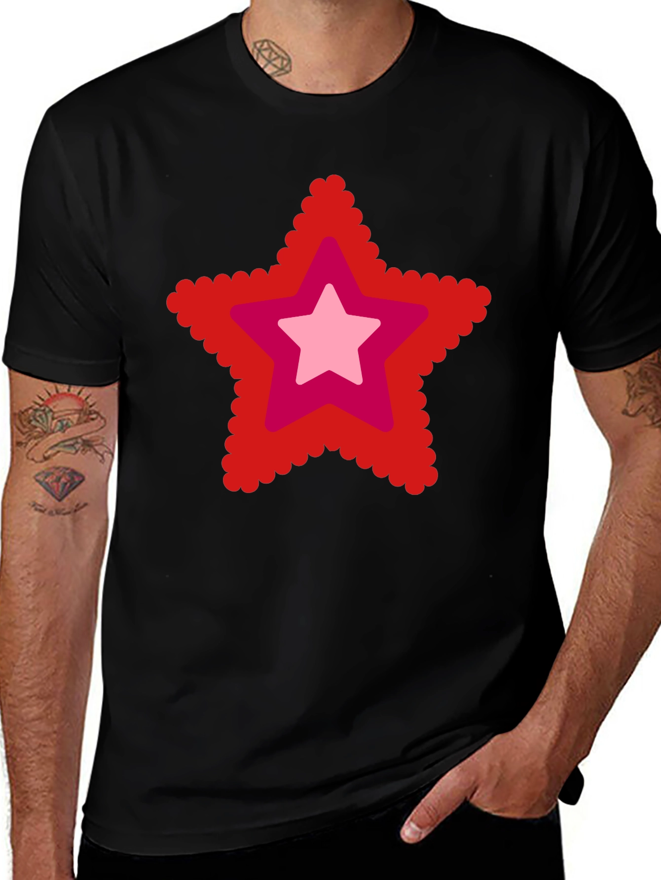 Variant 13 of Star Design Black T-Shirt