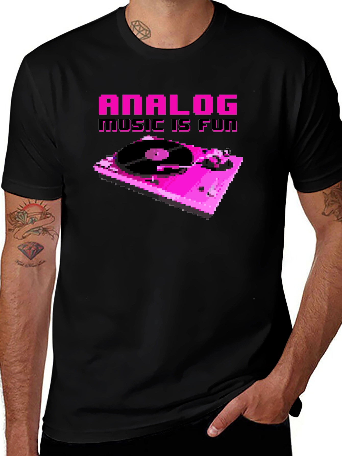 Variant 25 of Analog Music is Fun Pixel Art T-Shirt