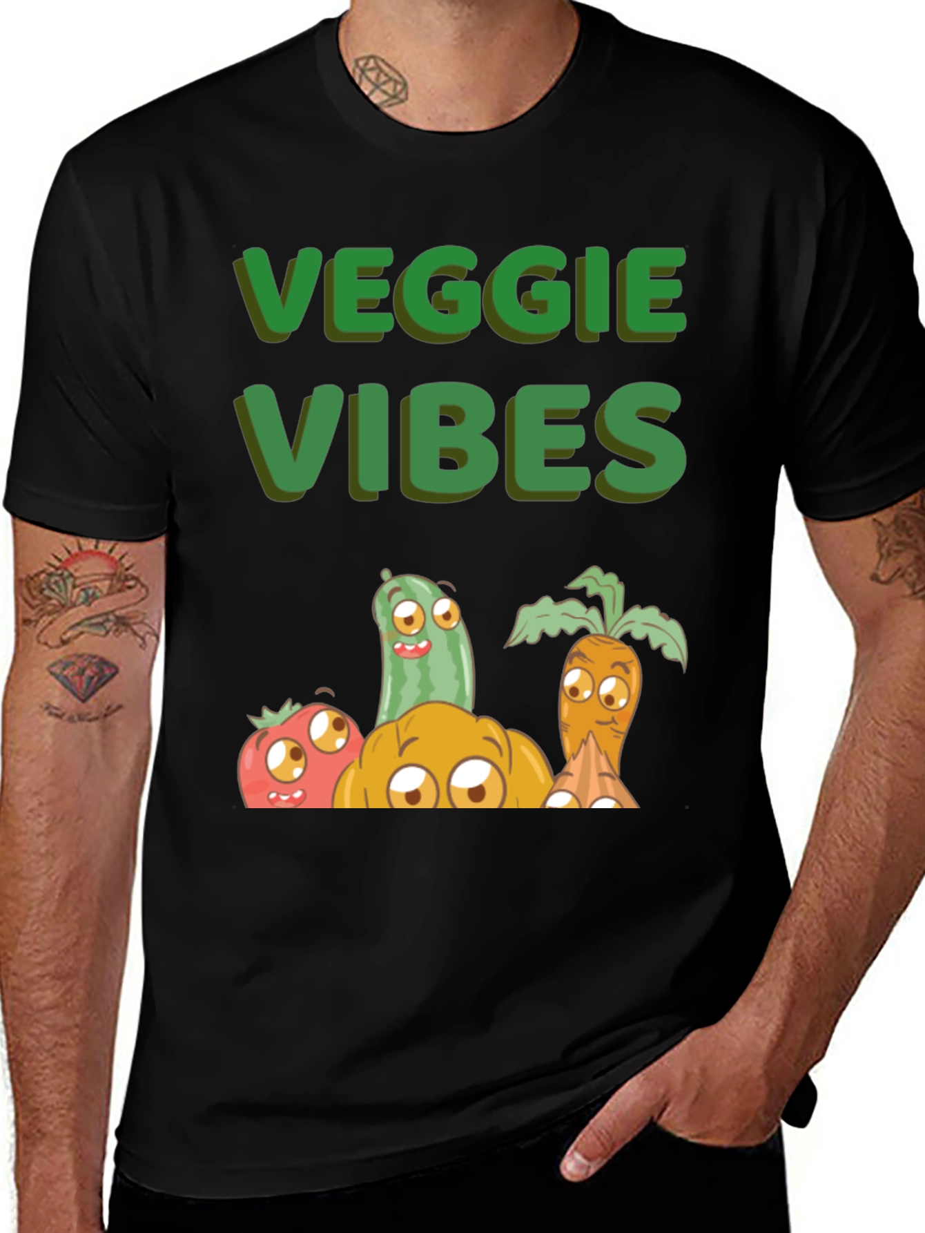 Variant 16 of Veggie Vibes Graphic T-Shirt - Cute Vegetable Design