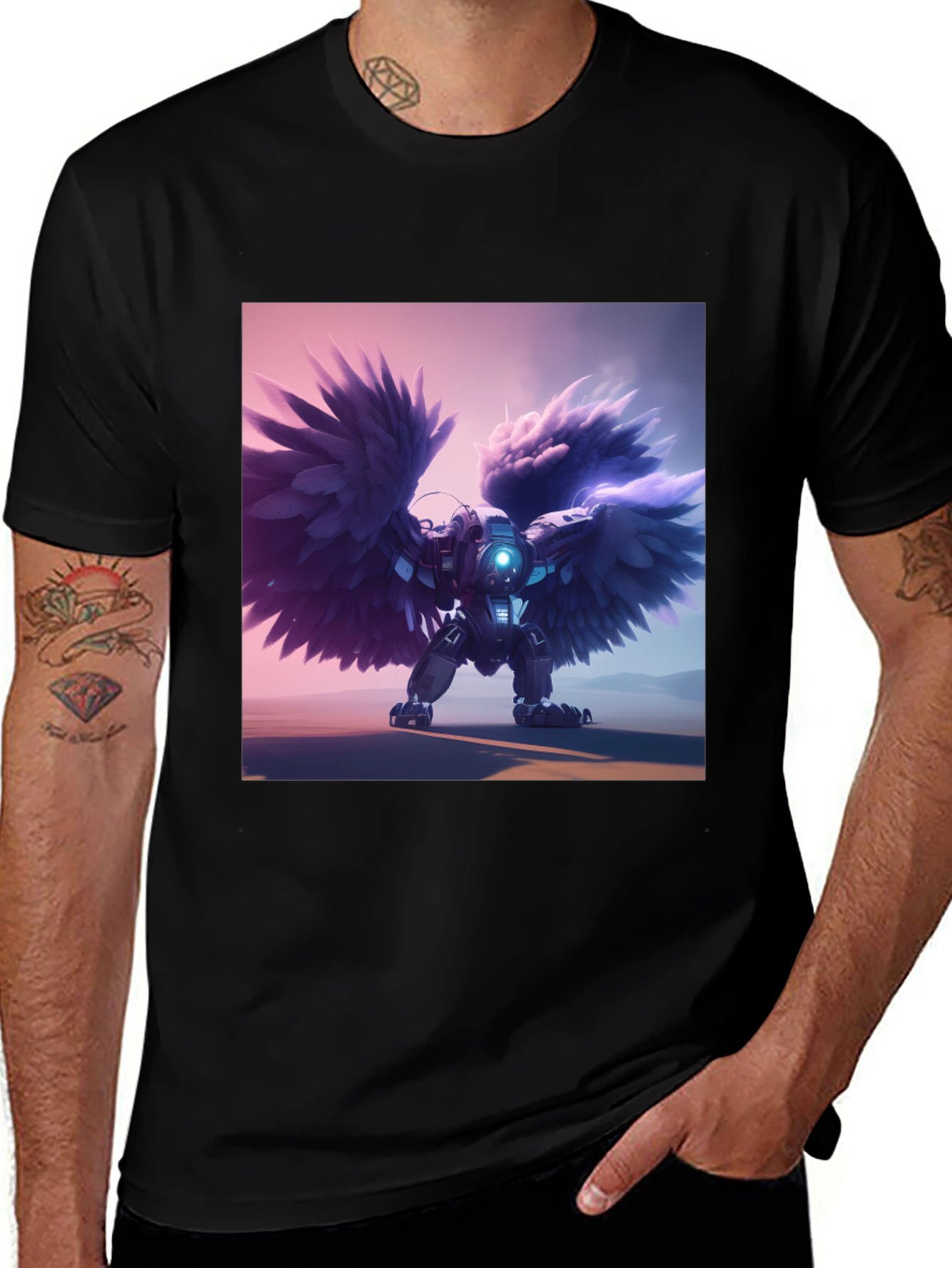 Variant 12 of Cybernetic Angel Wings Black T-Shirt