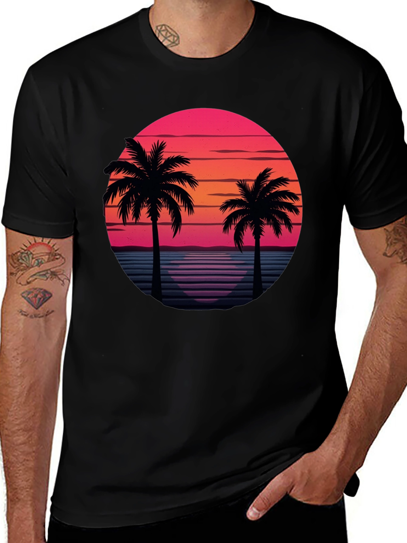 Variant 23 of Retro Palm Tree Sunset T-Shirt