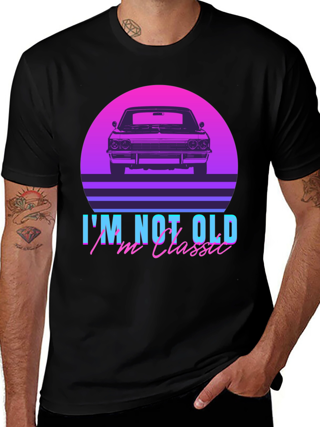Black Classic Car Retro T-Shirt - I'm Not Old, I'm Classic main image
