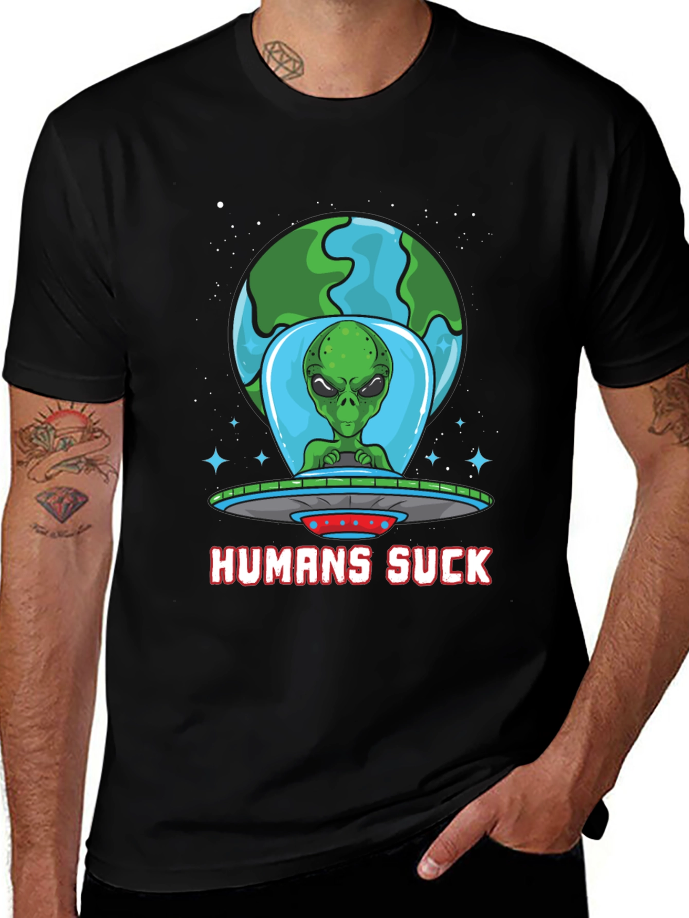 Variant 20 of Humans Suck Alien T-Shirt - Black