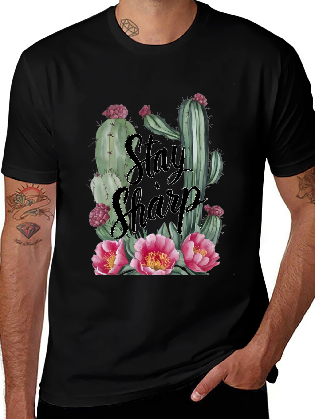 Variant 4 of Stay Sharp Cactus Graphic Tee