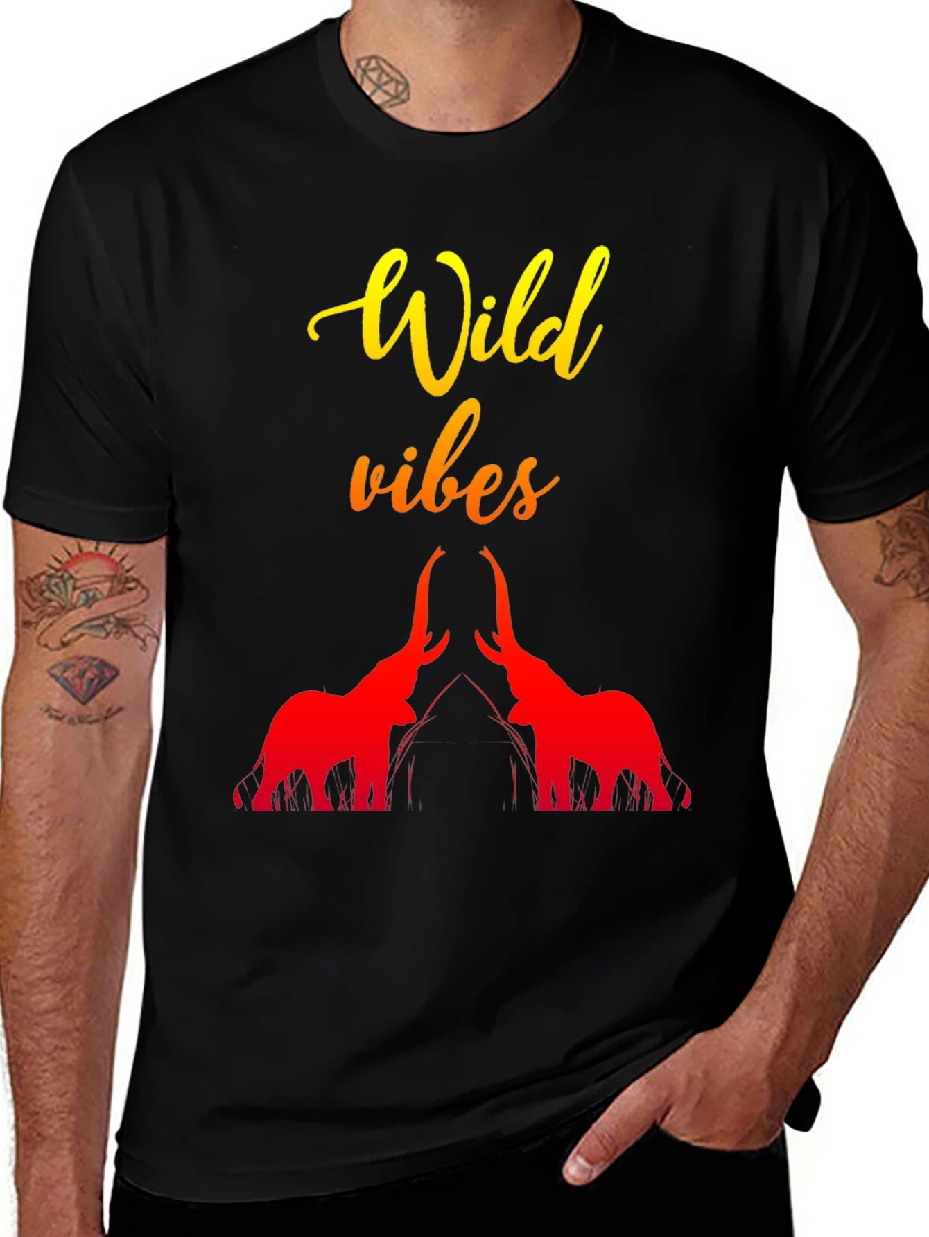 Variant 29 of Wild Vibes Elephant Graphic Tee - Black
