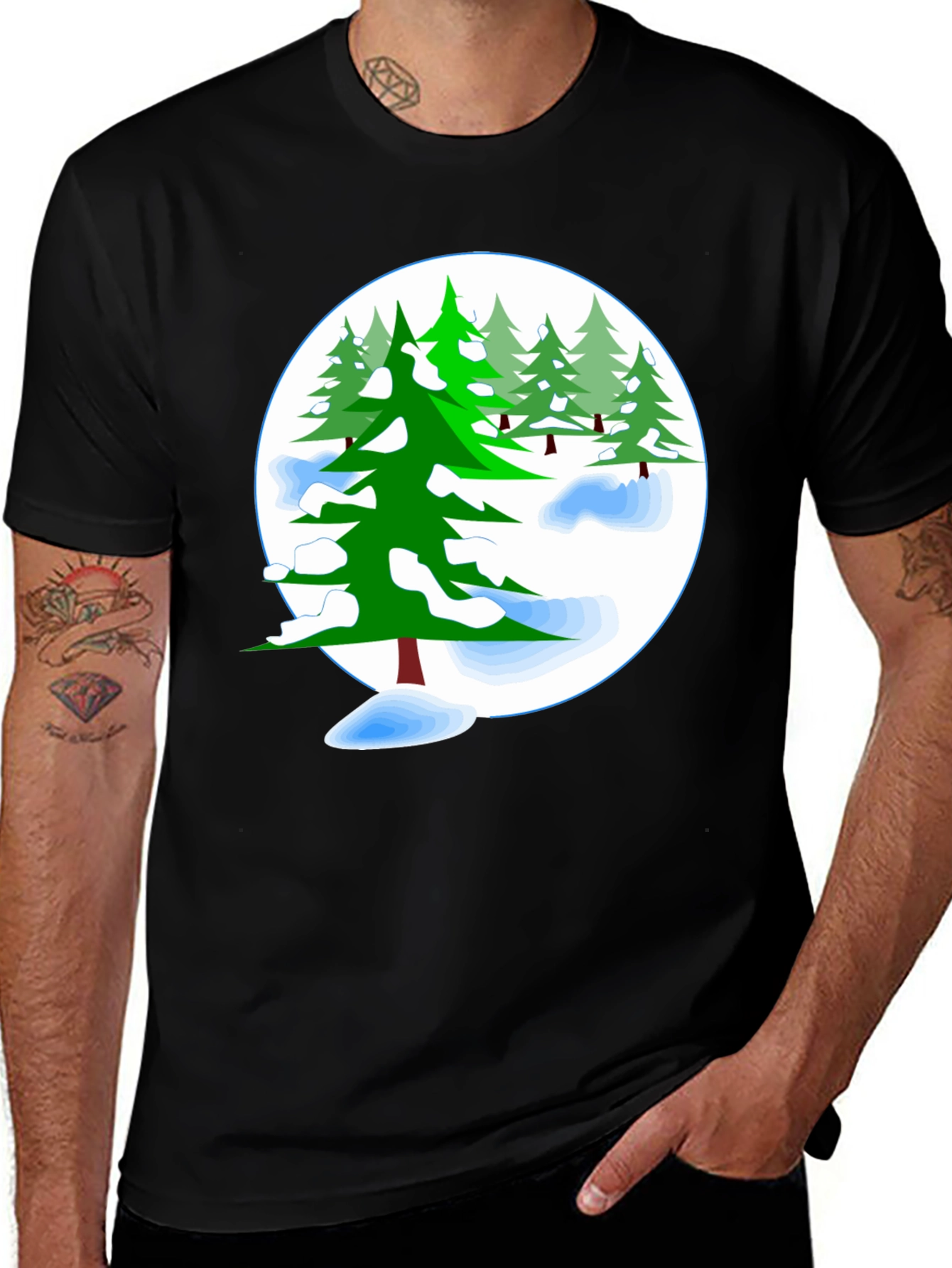 Variant 2 of Winter Forest Graphic Tee - Unisex Black T-Shirt
