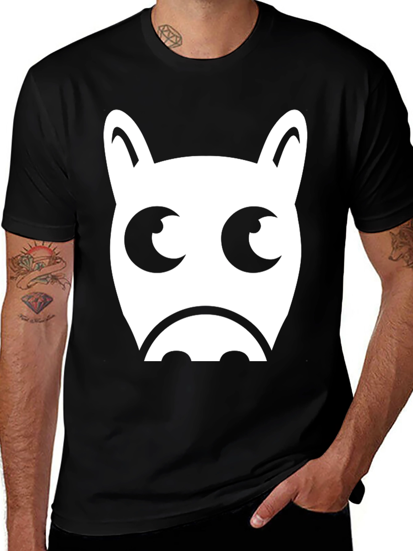 Variant 18 of Funny Horse Face Graphic Black T-Shirt