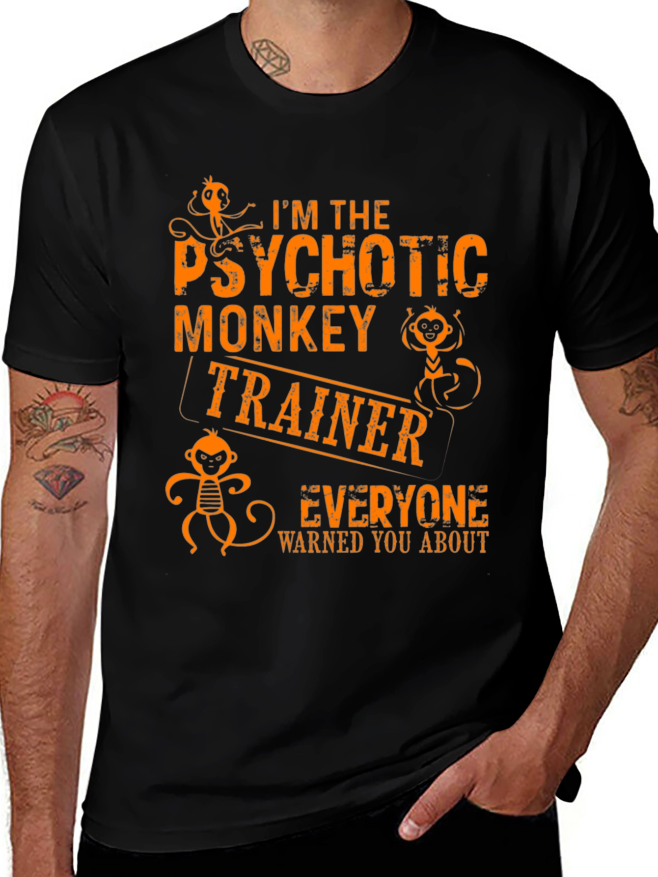 Variant 15 of Psychotic Monkey Trainer Graphic Tee - Novelty T-Shirt