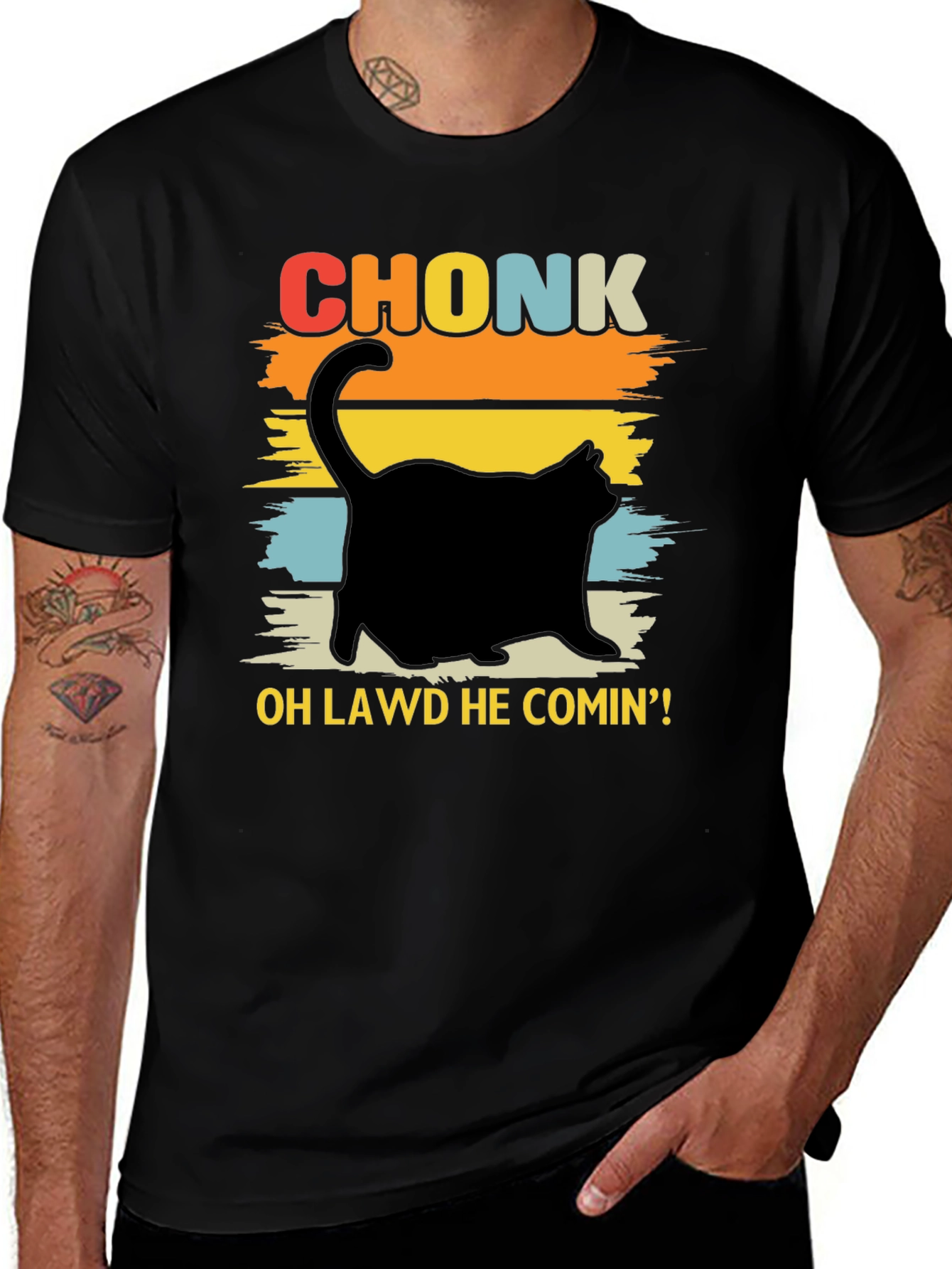 Variant 13 of Chonk Cat T-Shirt - Oh Lawd He Comin'!