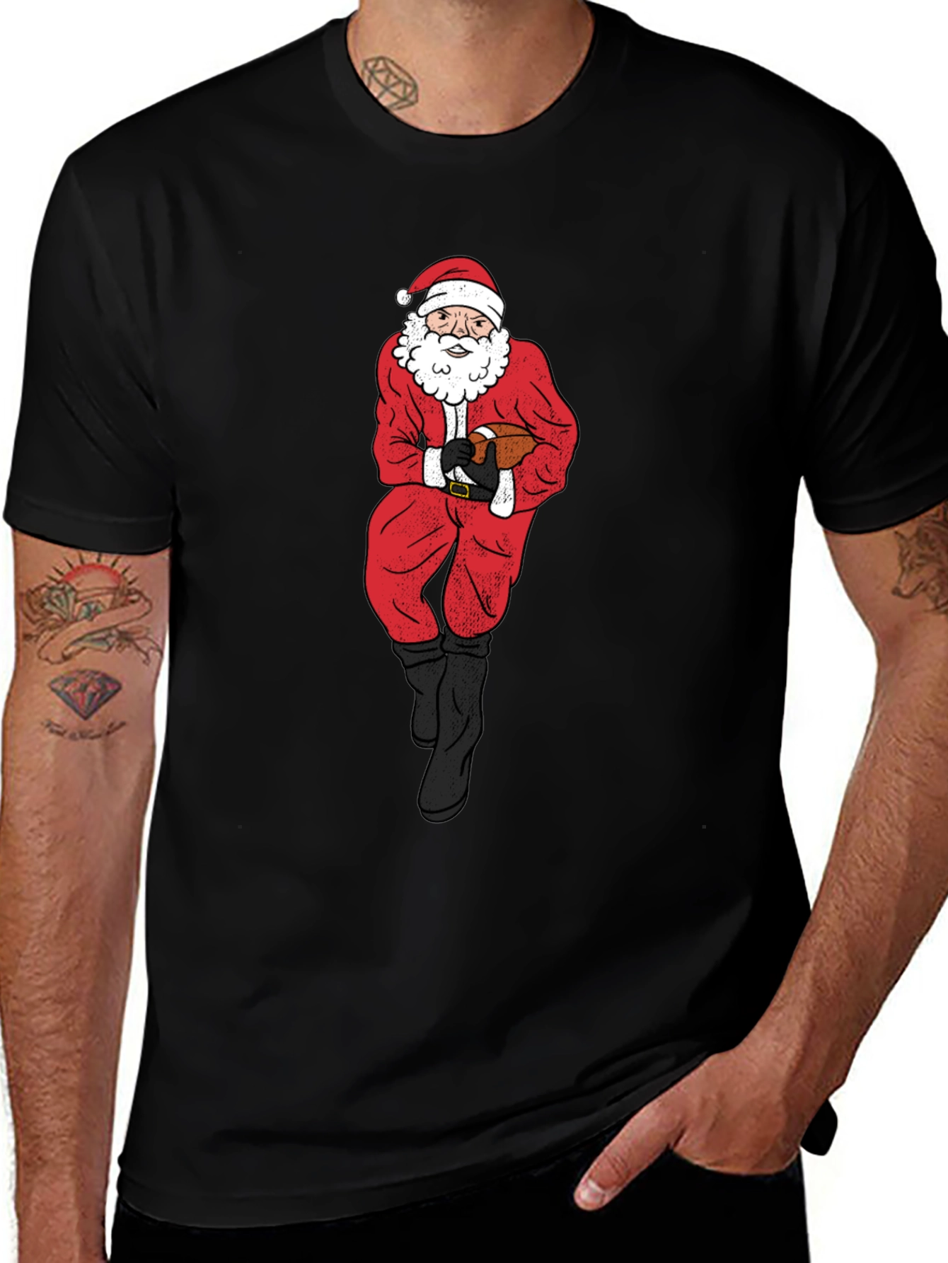 Variant 2 of Santa Football Graphic Tee - Holiday Cheer