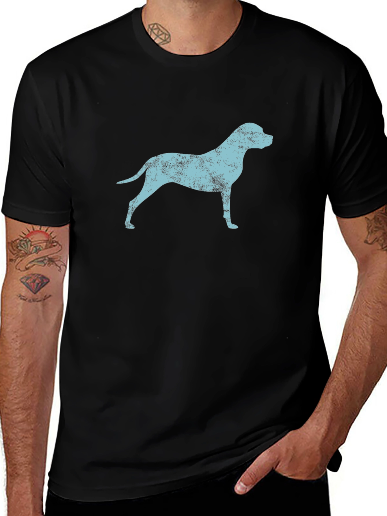Variant 2 of Distressed Dog Graphic Tee - Black