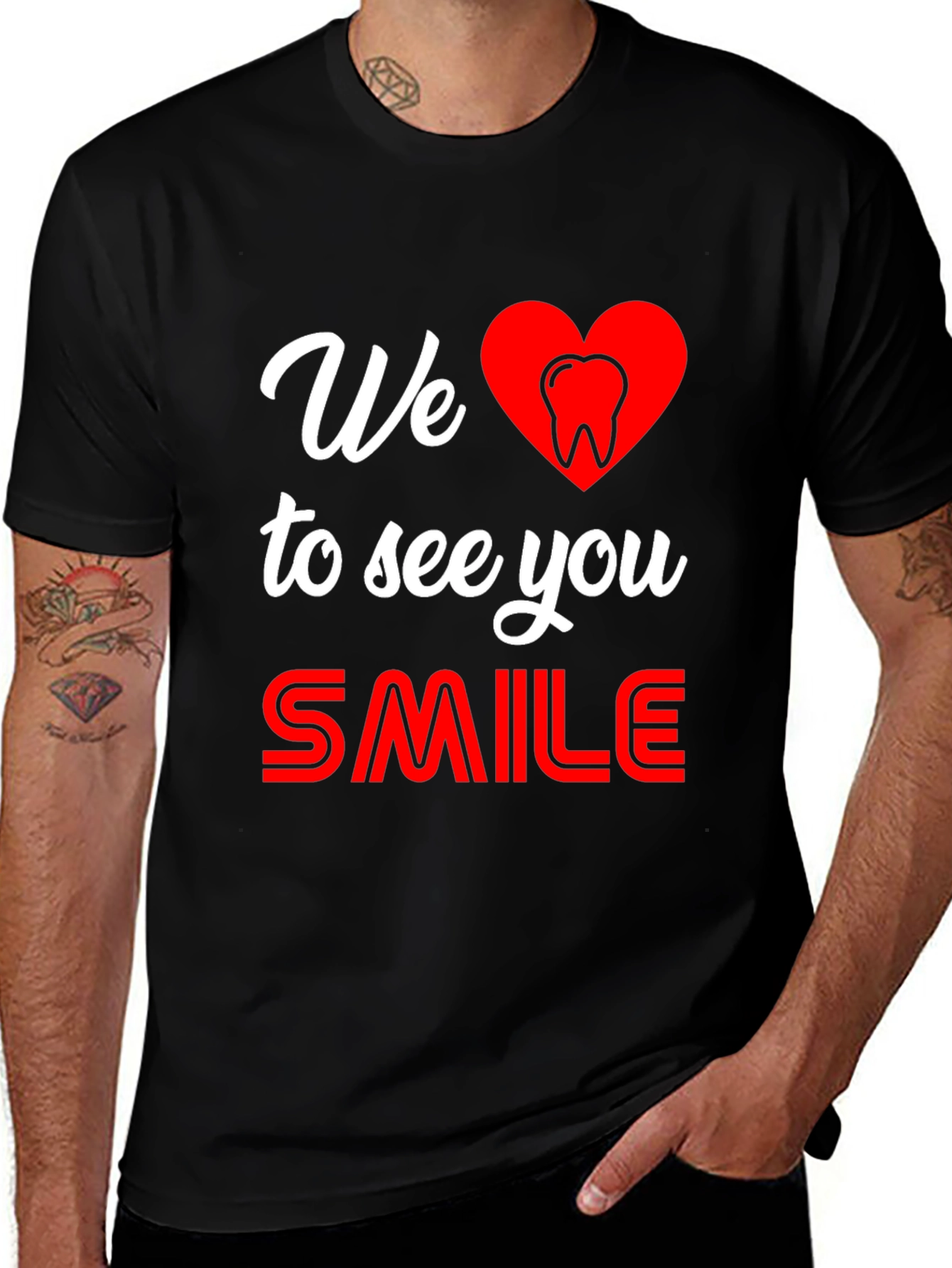 Black Dental Love Graphic T-Shirt - We Love to See You Smile main image