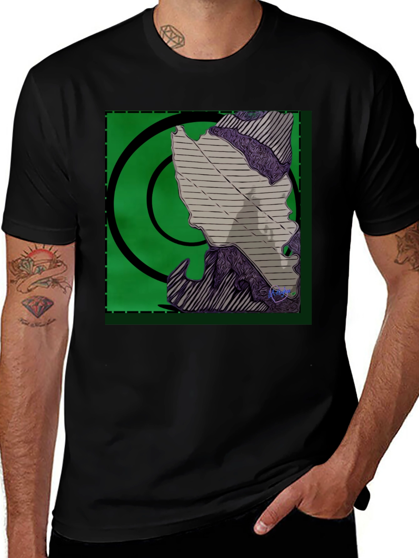 Variant 18 of Abstract Art Graphic Print Black T-Shirt