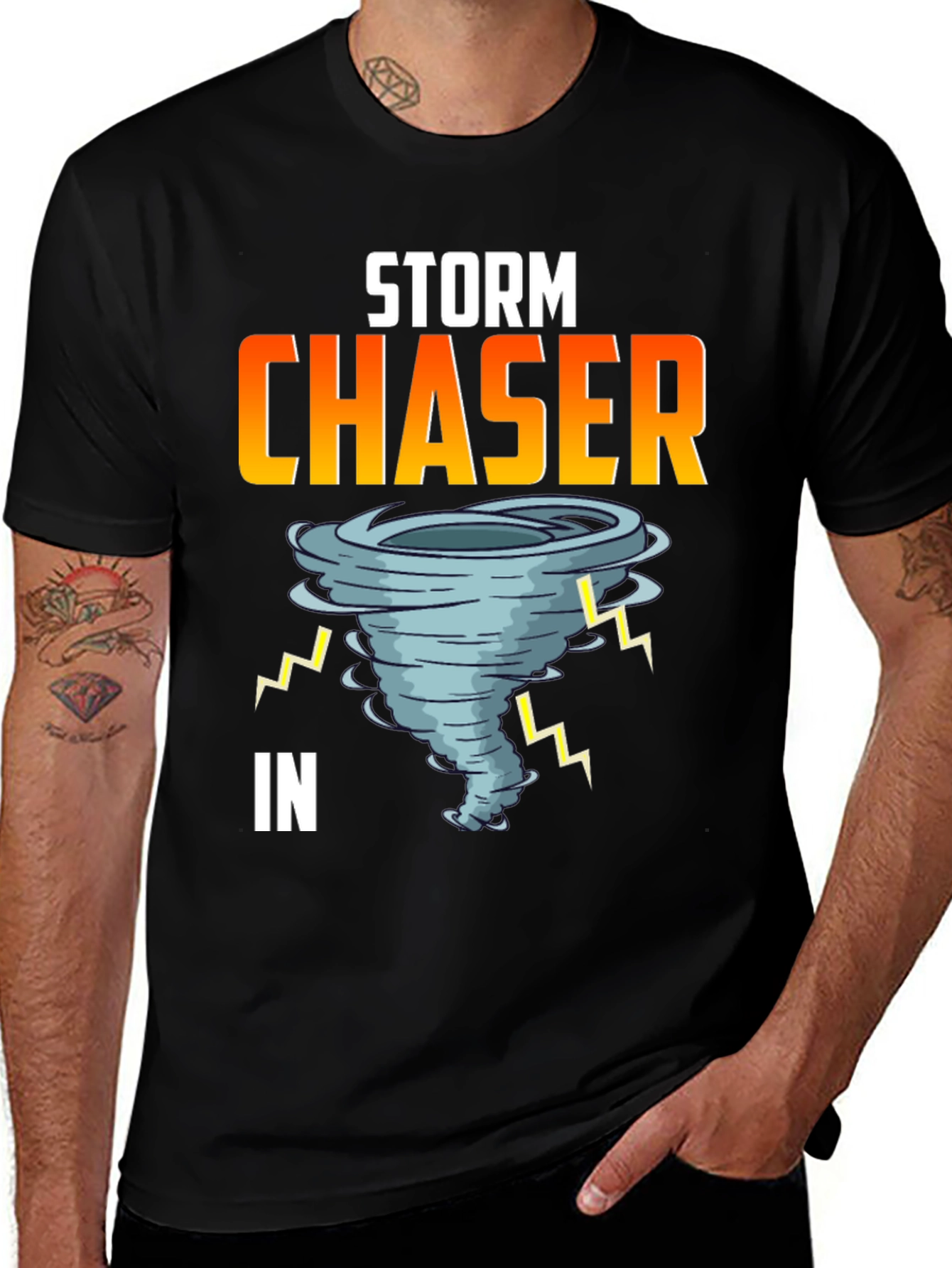 Variant 4 of Storm Chaser Graphic Tee - Black Cotton T-Shirt