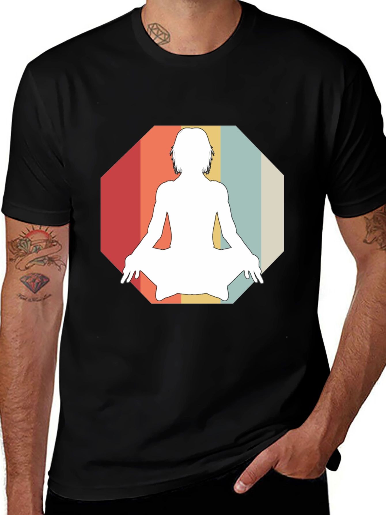 Variant 17 of Retro Yoga Silhouette Graphic Tee