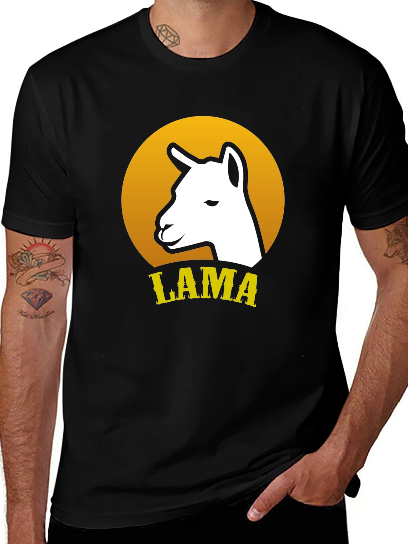 Variant 29 of Lama Graphic T-Shirt - Men's Black Tee