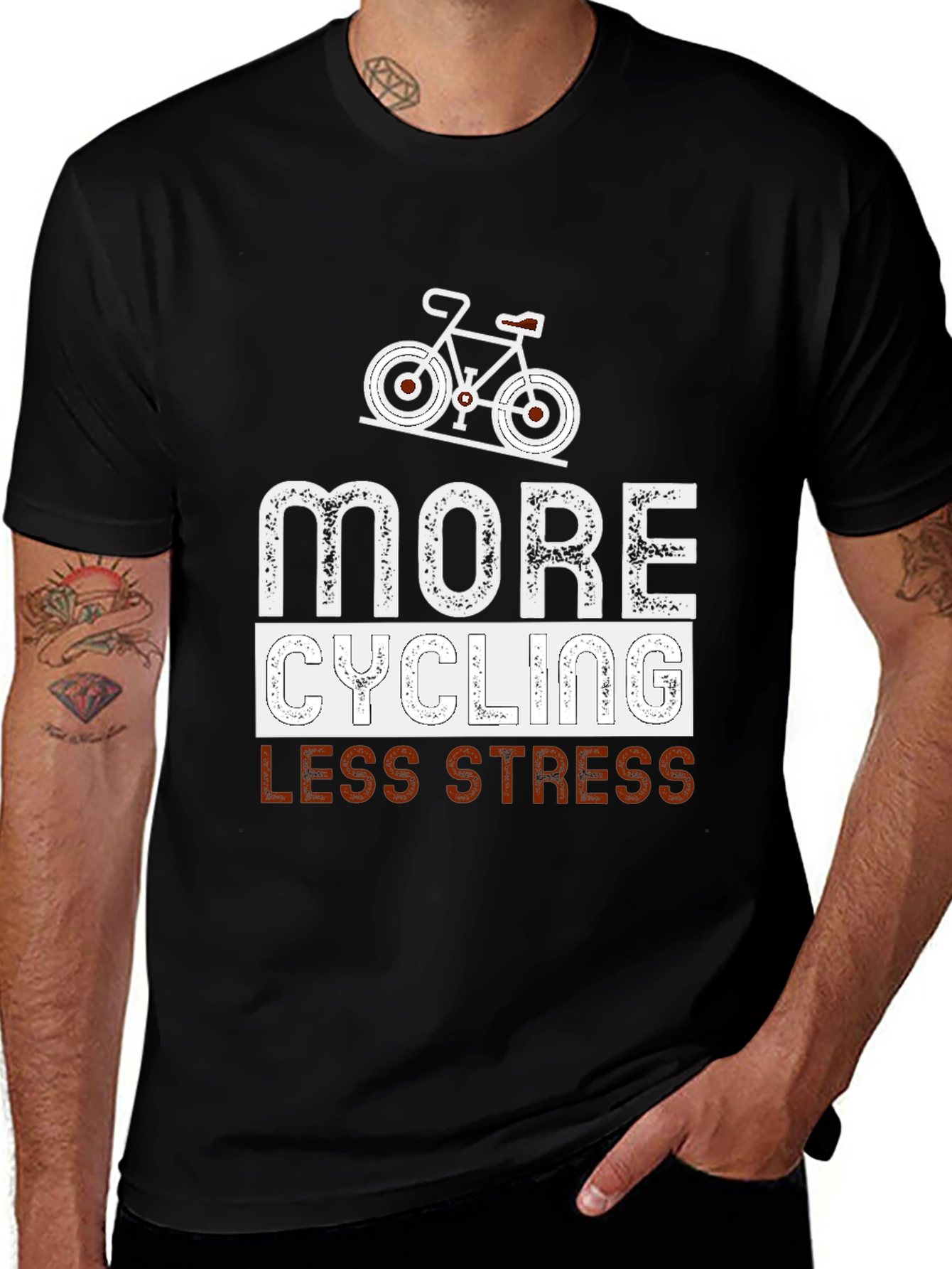 Variant 10 of More Cycling Less Stress Black Graphic Tee