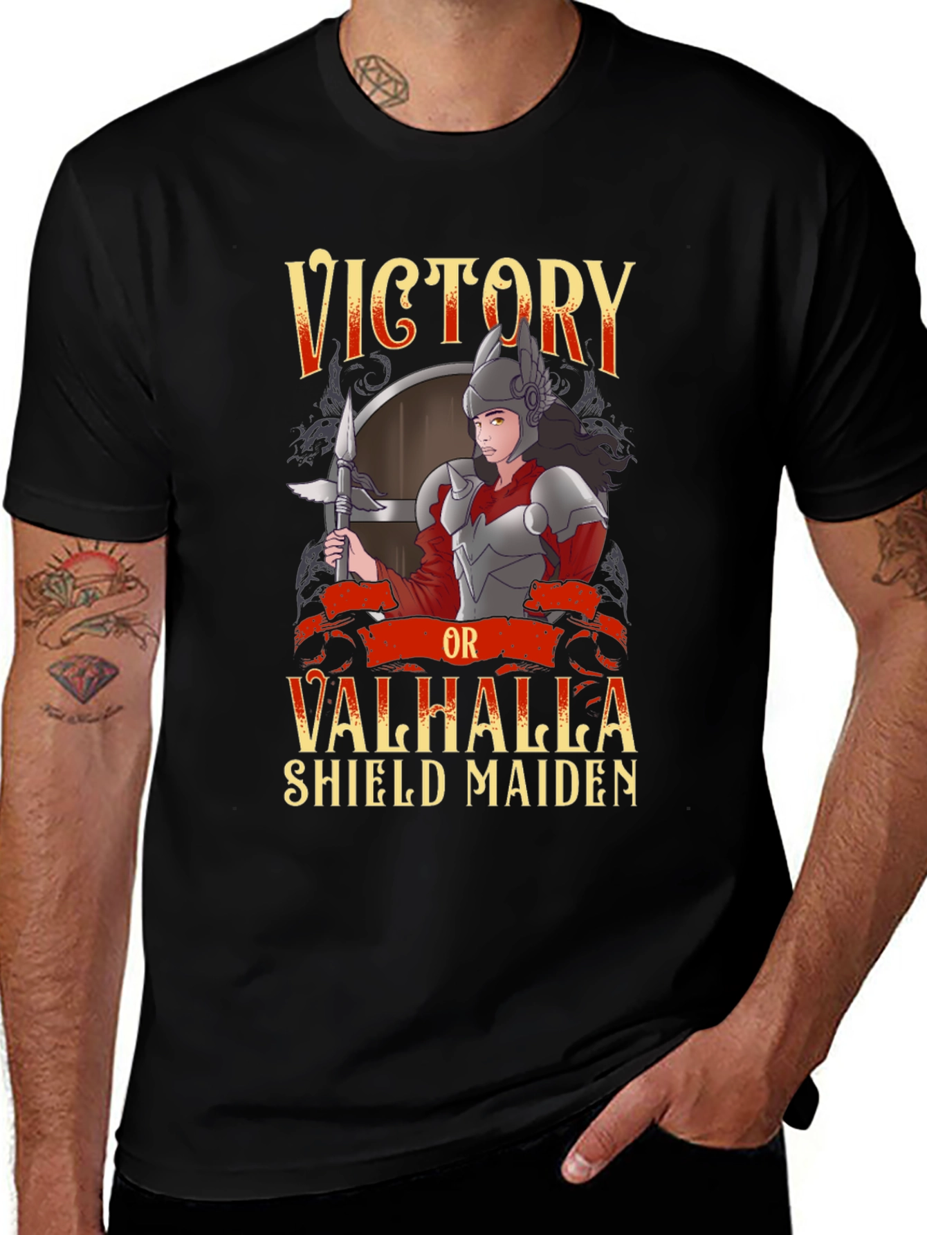 Variant 26 of Victory or Valhalla Shield Maiden Graphic T-Shirt