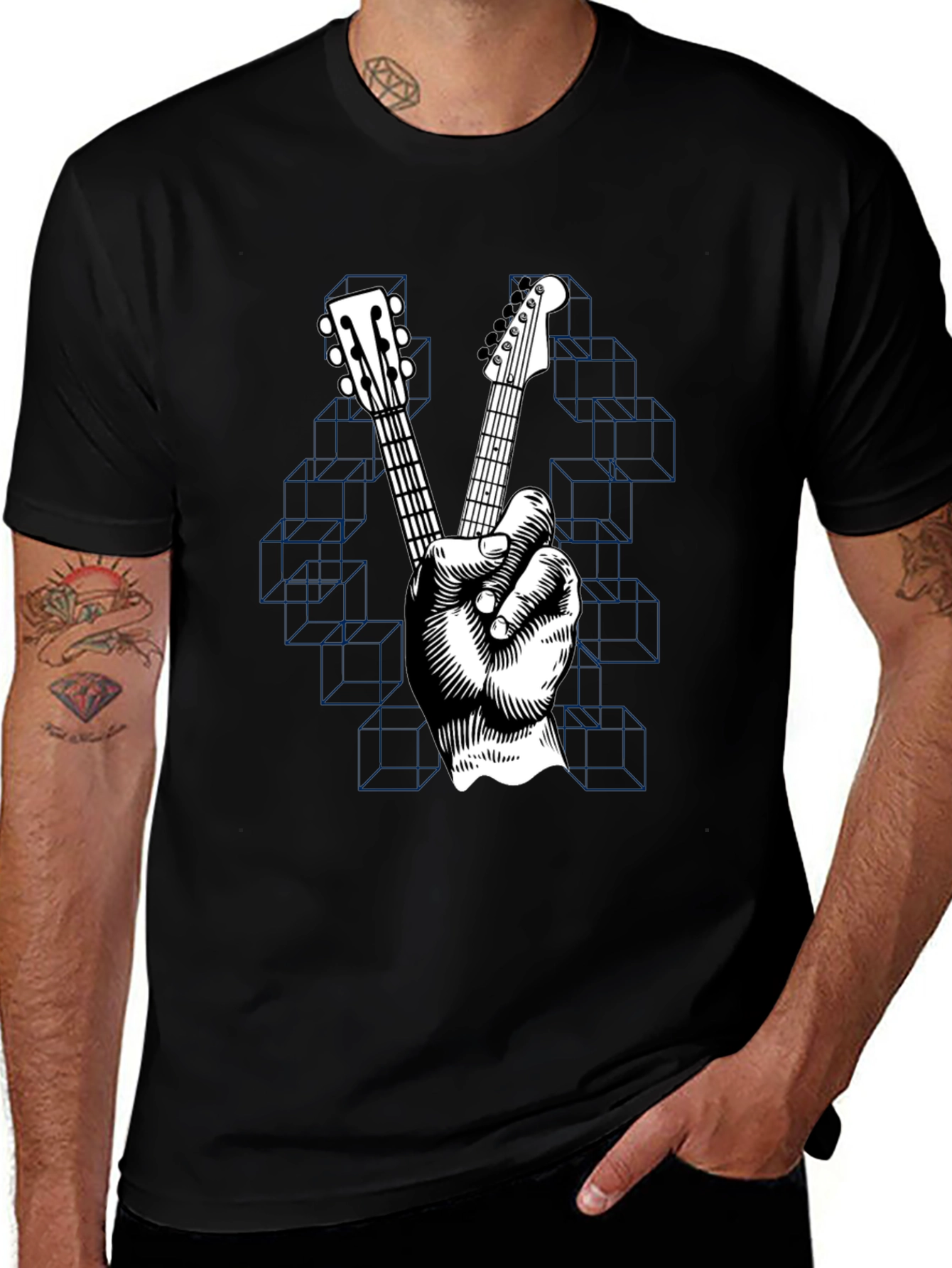 Variant 15 of Guitar Peace Sign Graphic T-Shirt