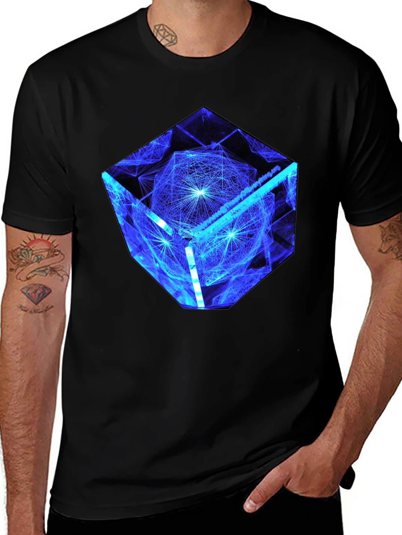 Variant 27 of Geometric Cube Graphic Print Tee