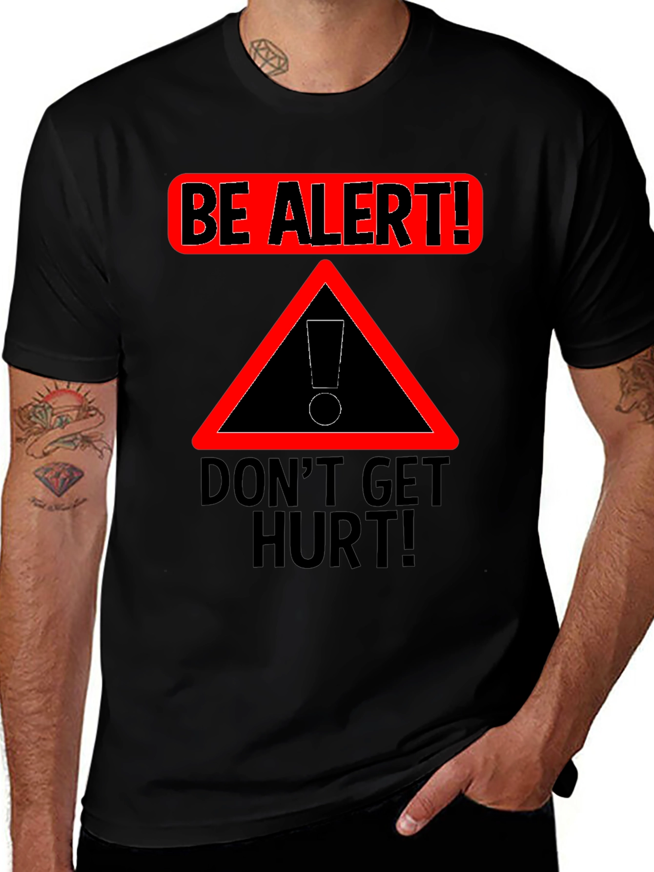 Variant 24 of Be Alert Black Graphic Tee