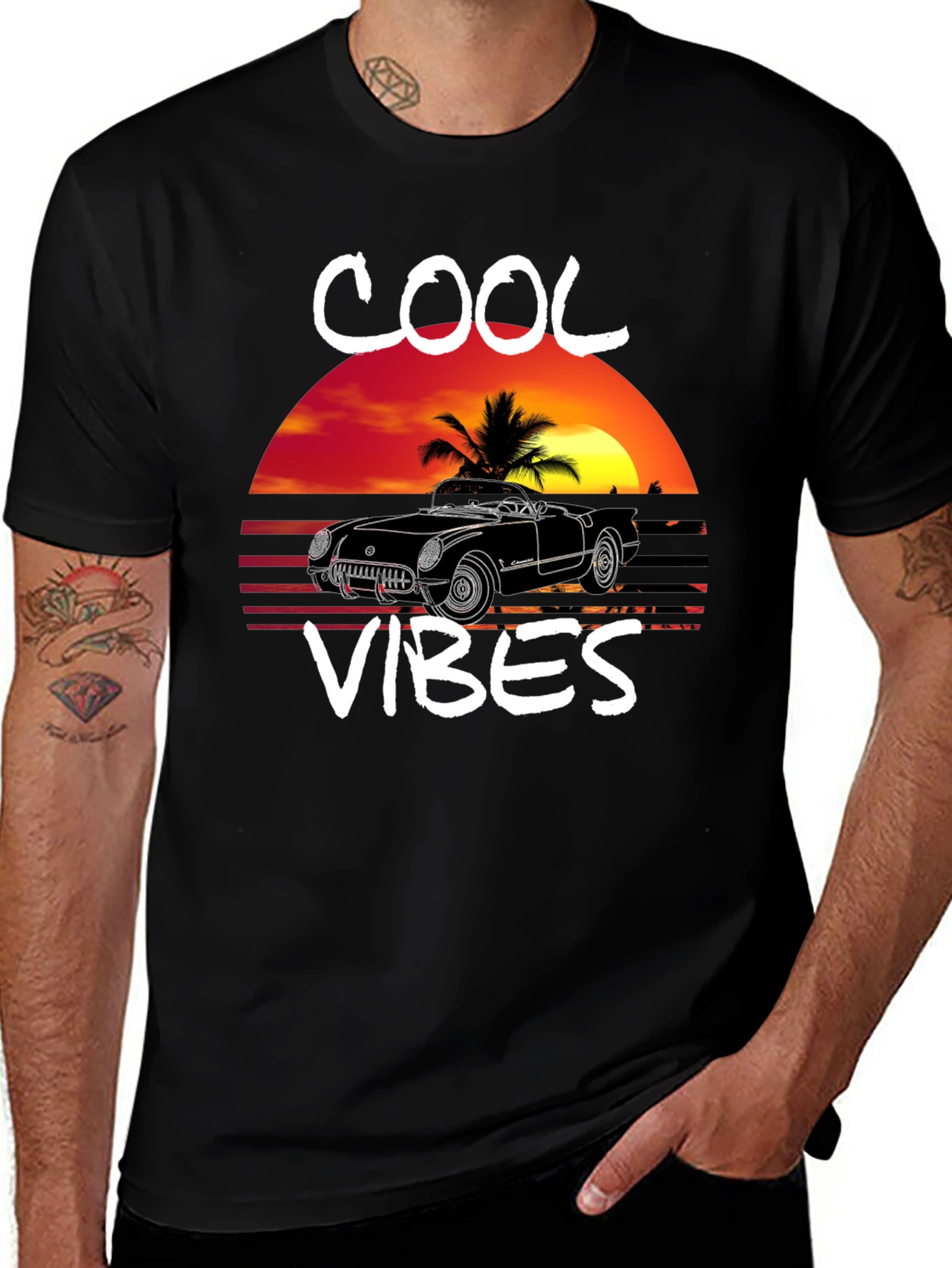 Variant 25 of Cool Vibes Graphic T-Shirt - Retro Car Design
