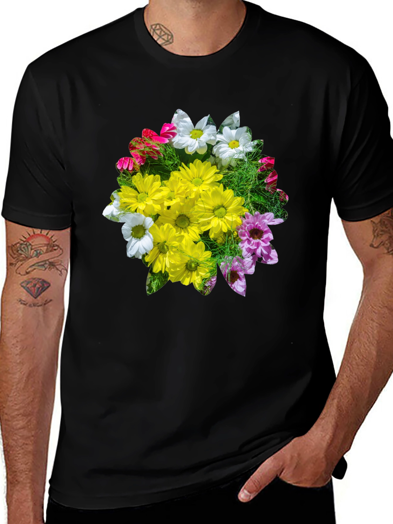 Variant 10 of Floral Graphic T-Shirt - Black Casual Tee