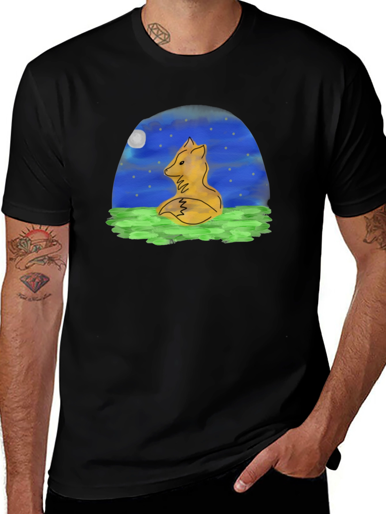 Variant 7 of Fox Under Moonlight Graphic Tee - Unisex Soft Cotton