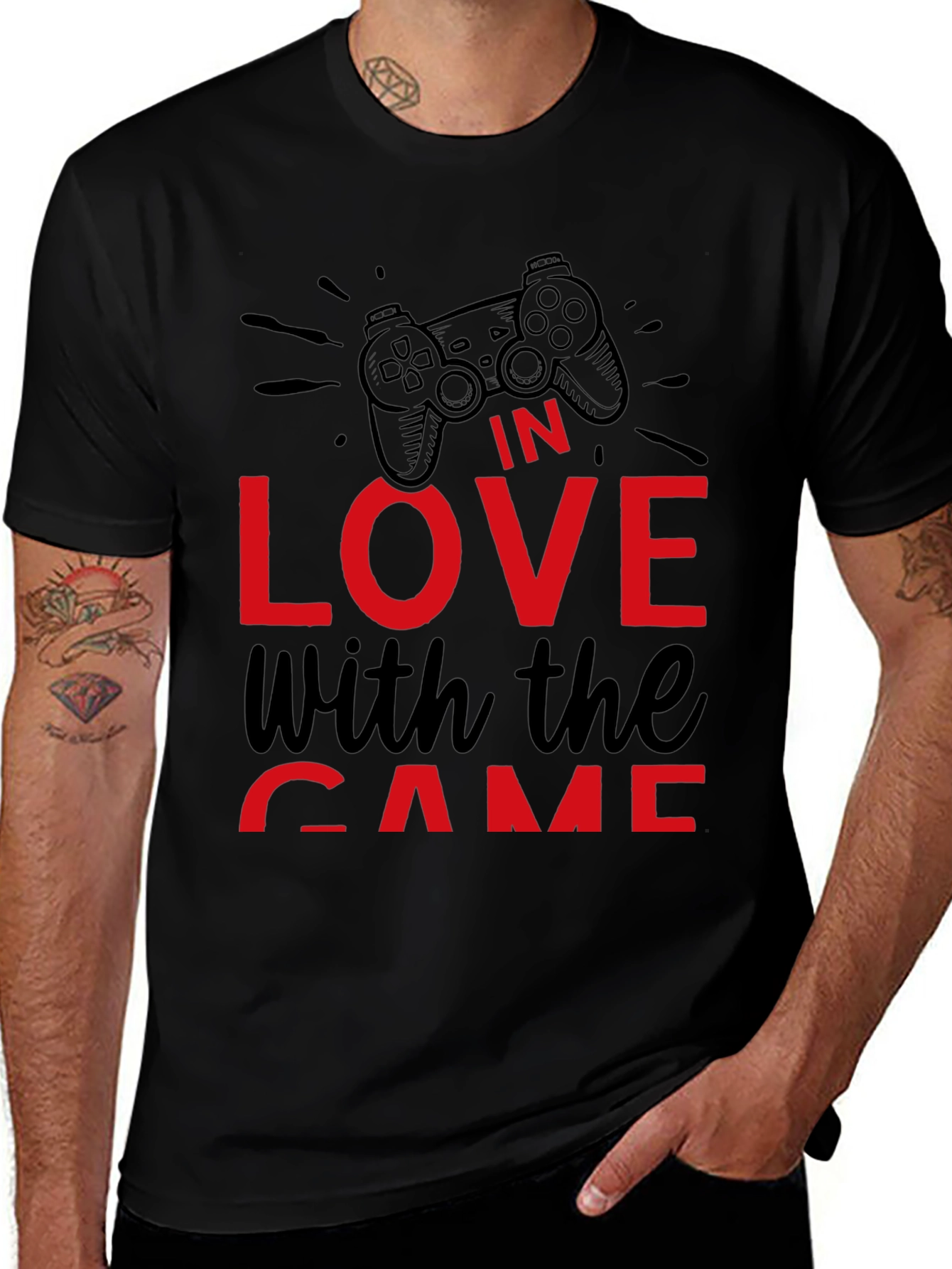 Variant 22 of Gamer's Black T-Shirt: In Love With the Game