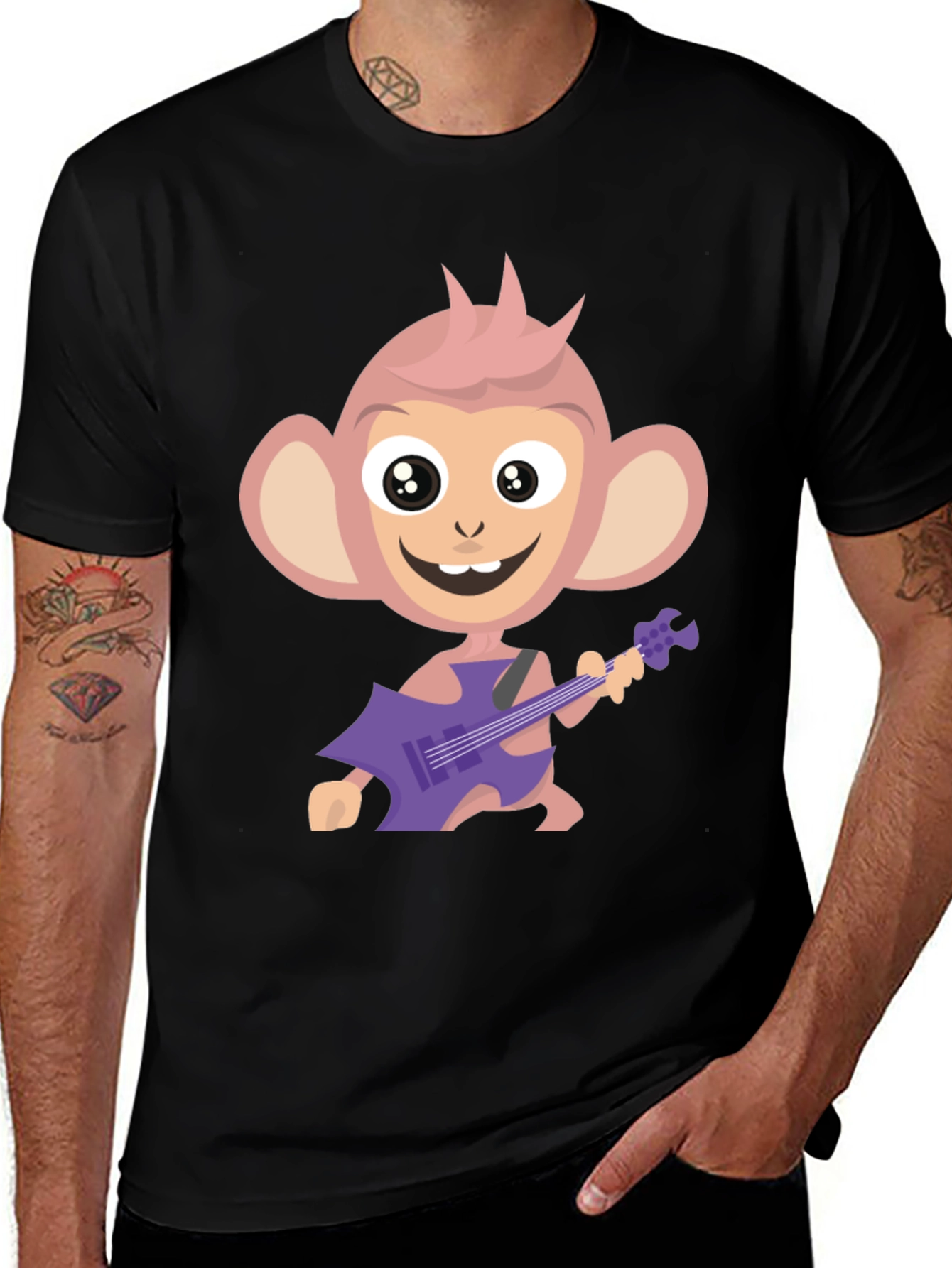 Variant 19 of Monkey Guitar Player Graphic Tee - Funky & Fun