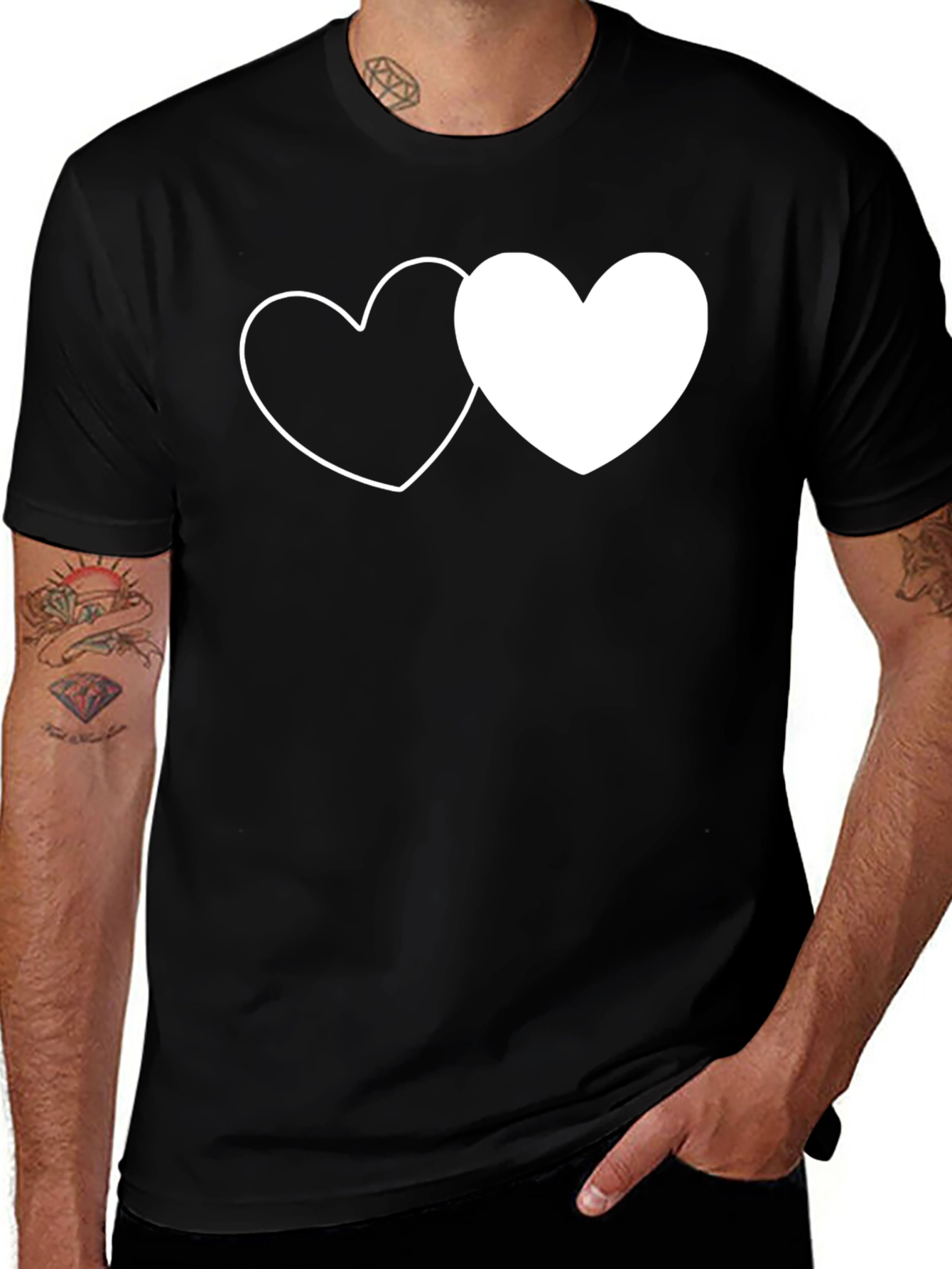 Variant 13 of Heart to Heart Graphic Tee - Black