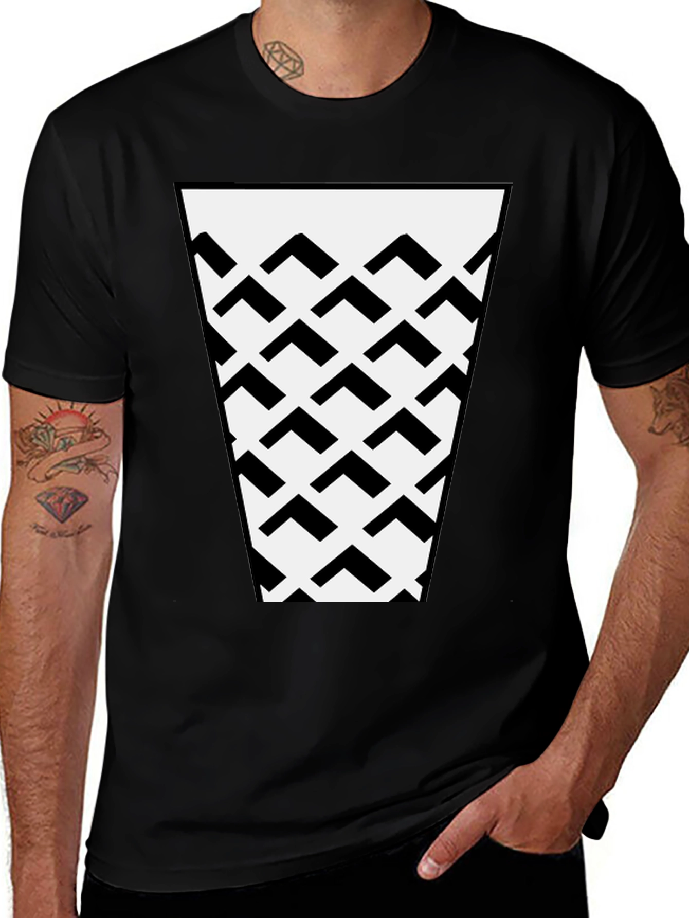 Geometric Arrow Pattern T-Shirt - Modern Graphic Tee